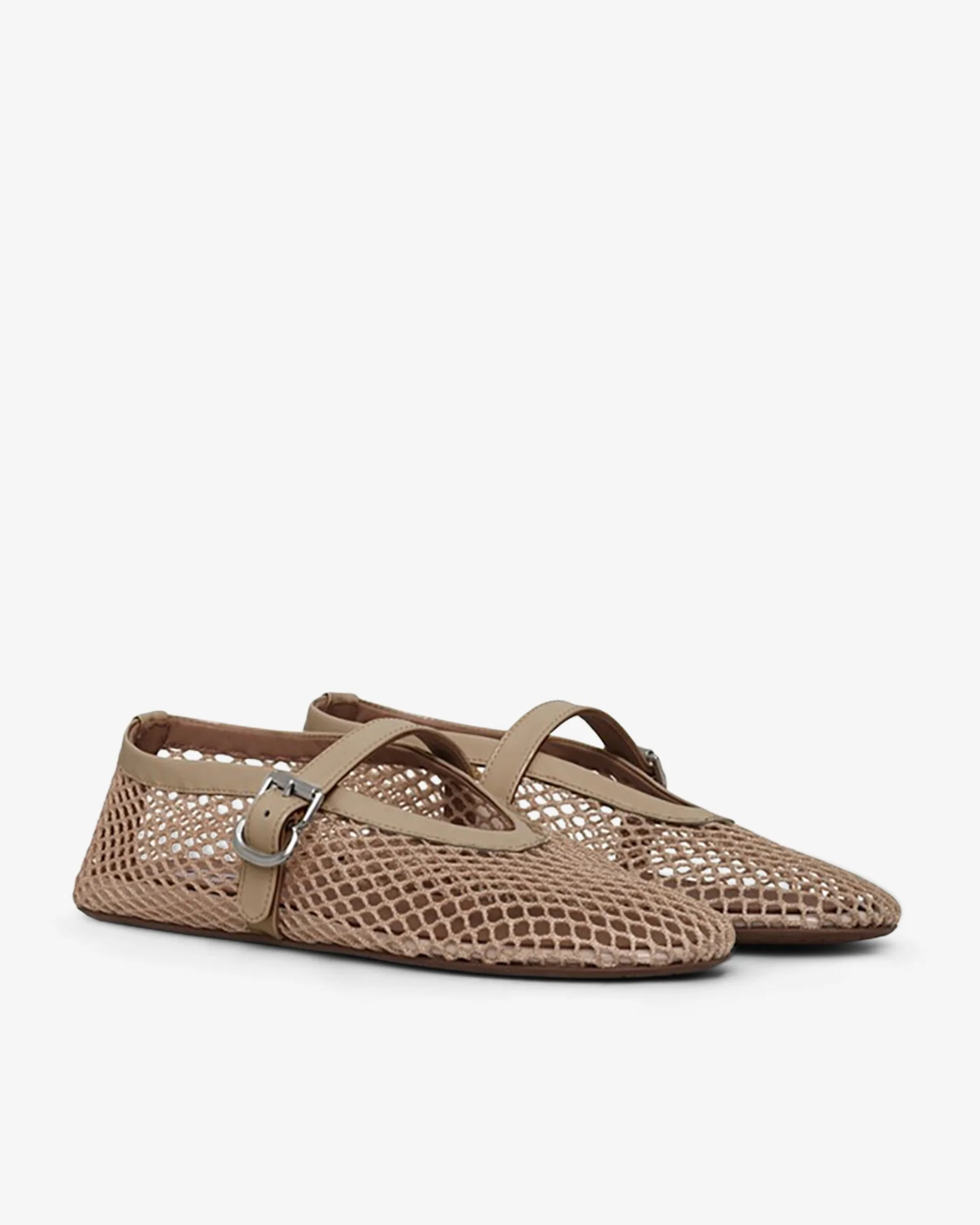 Beige mesh ballet flats