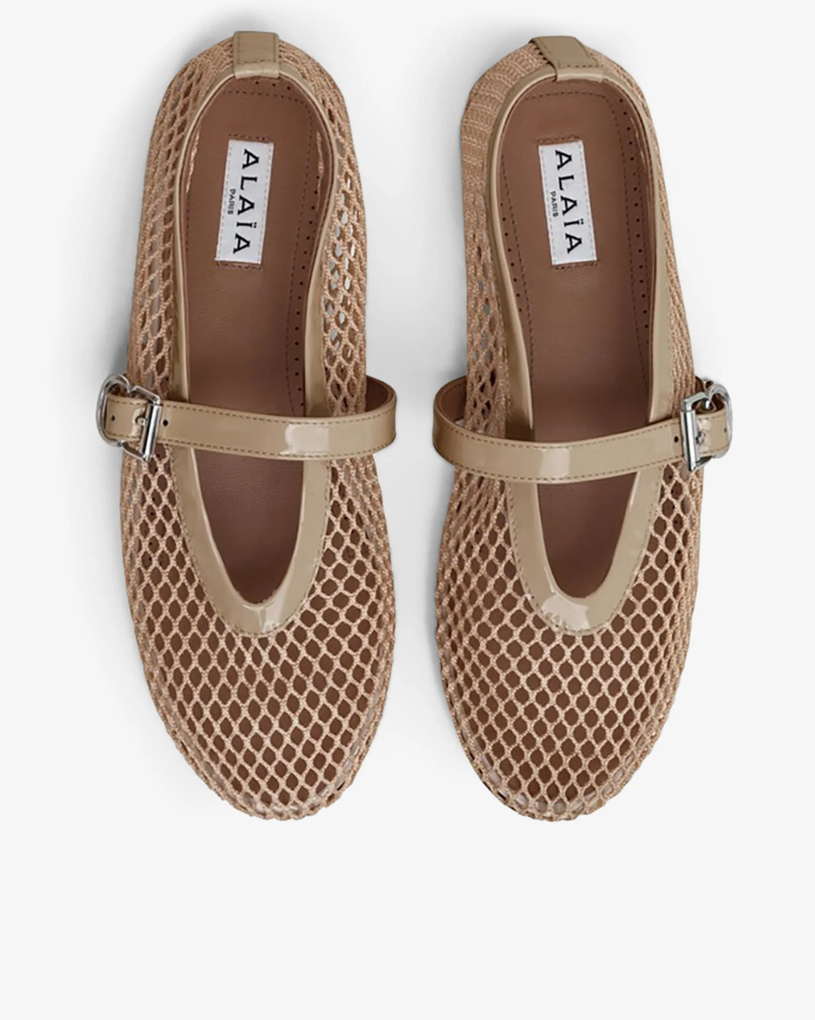 Beige mesh ballet flats