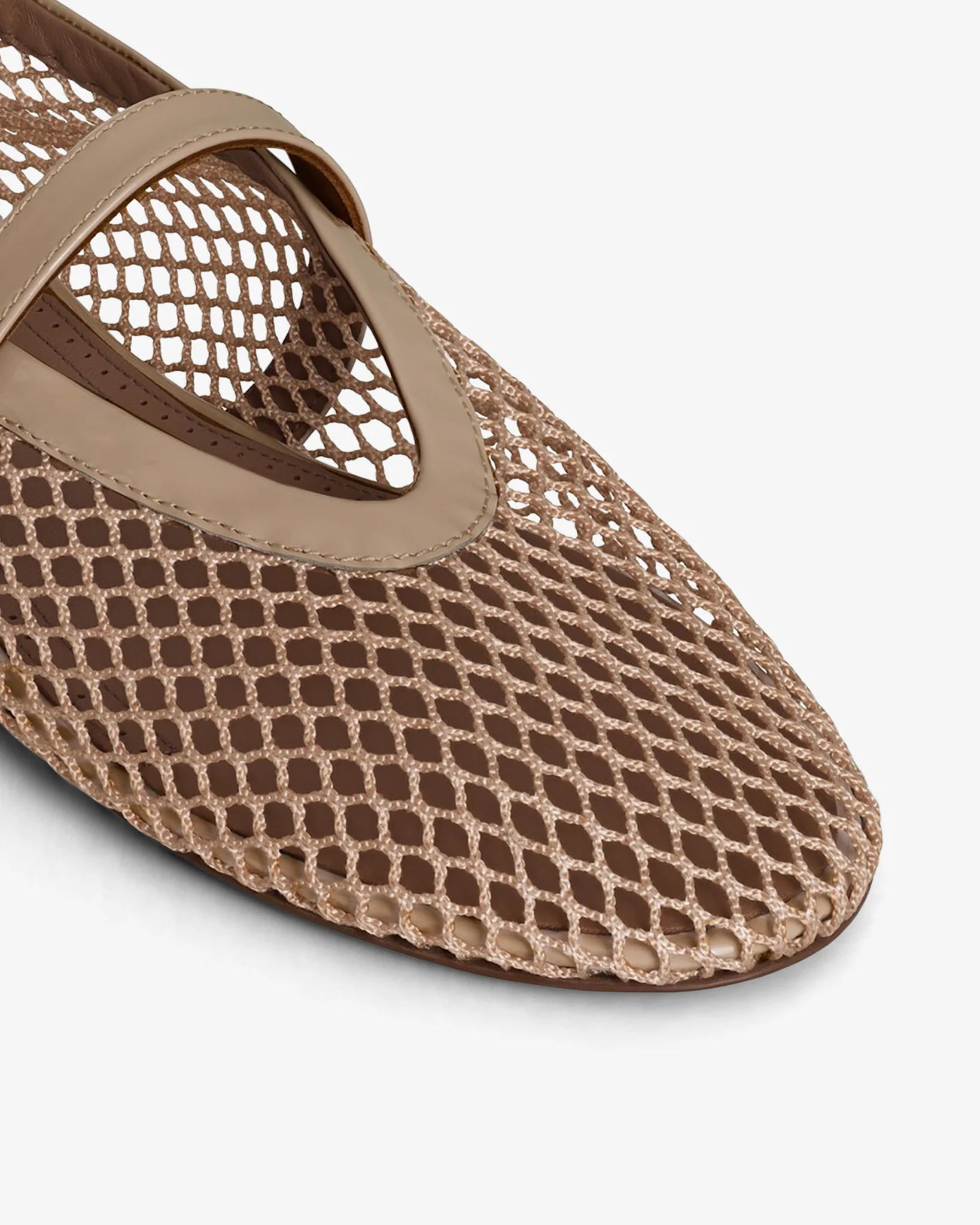 Beige mesh ballet flats