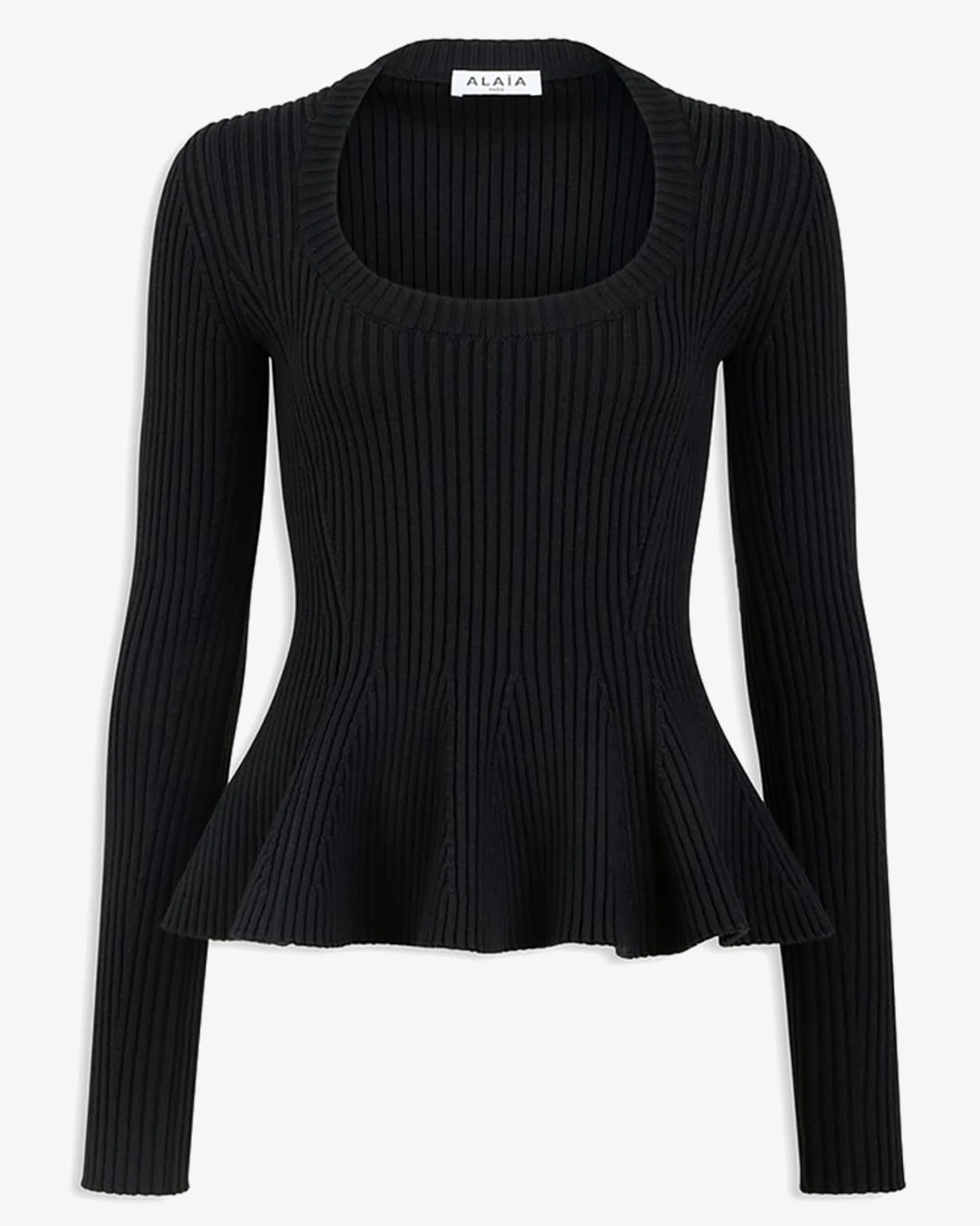 Ribbed peplum wool sweater
