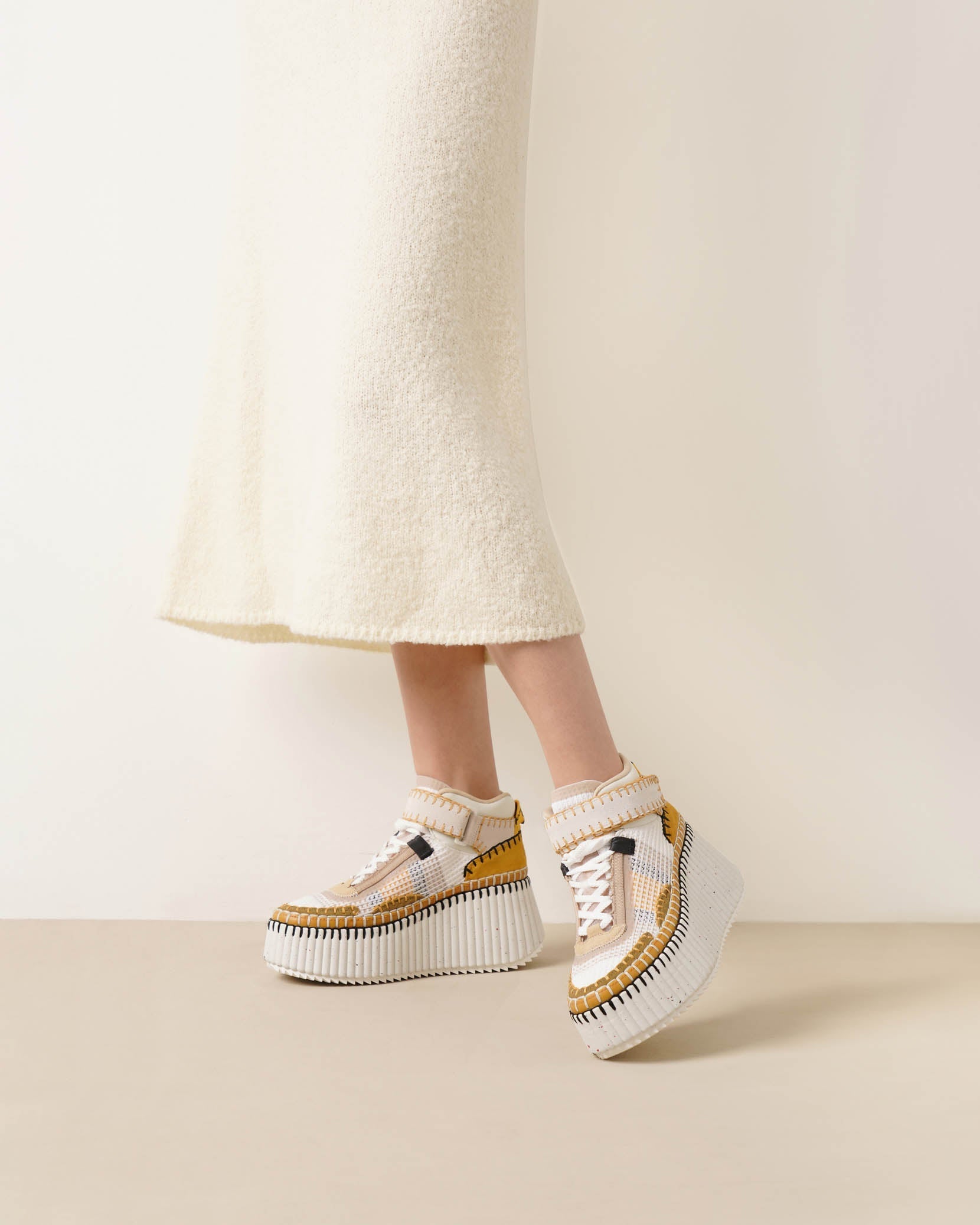 Nama platform light brown mesh sneakers