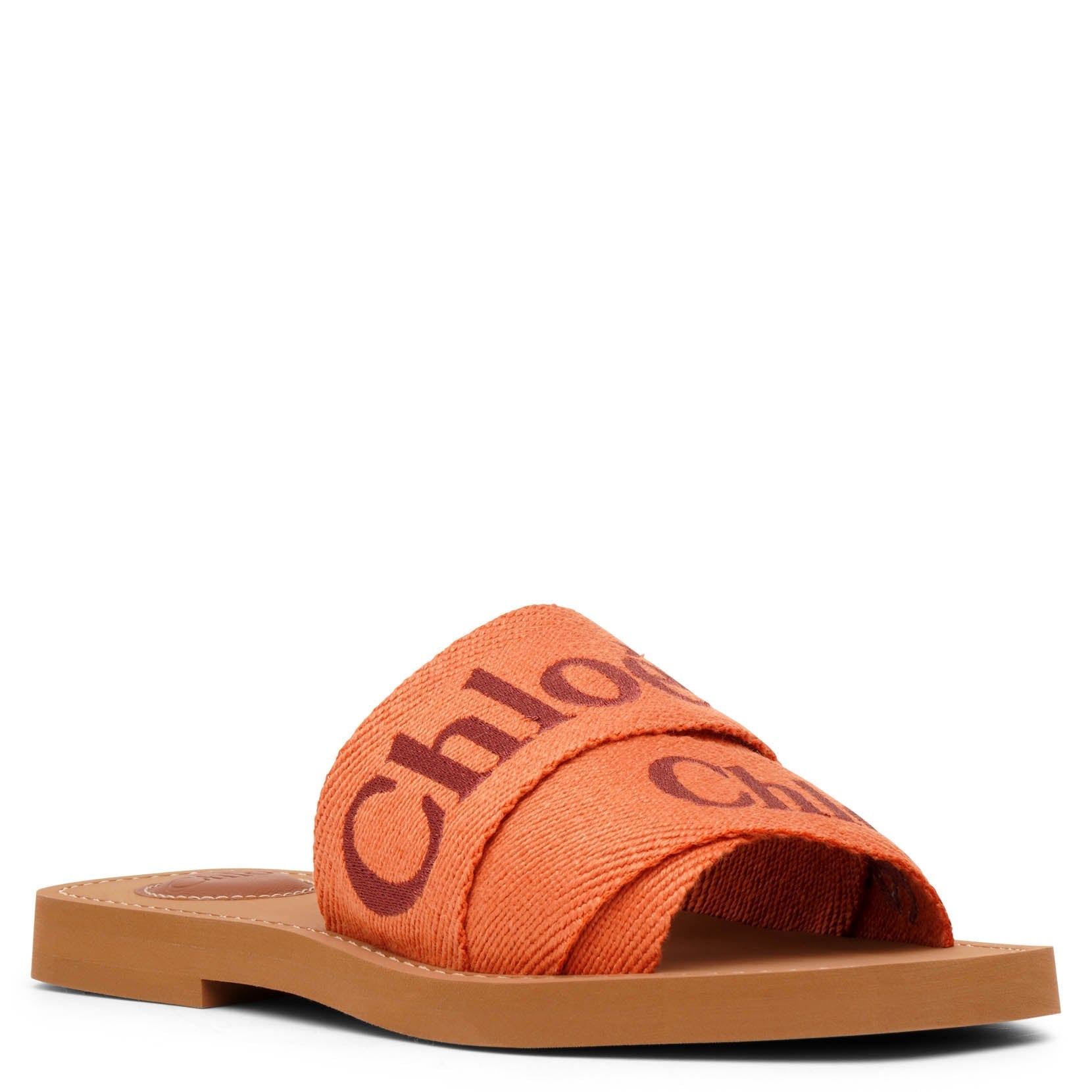 Woody orange linen slide sandals