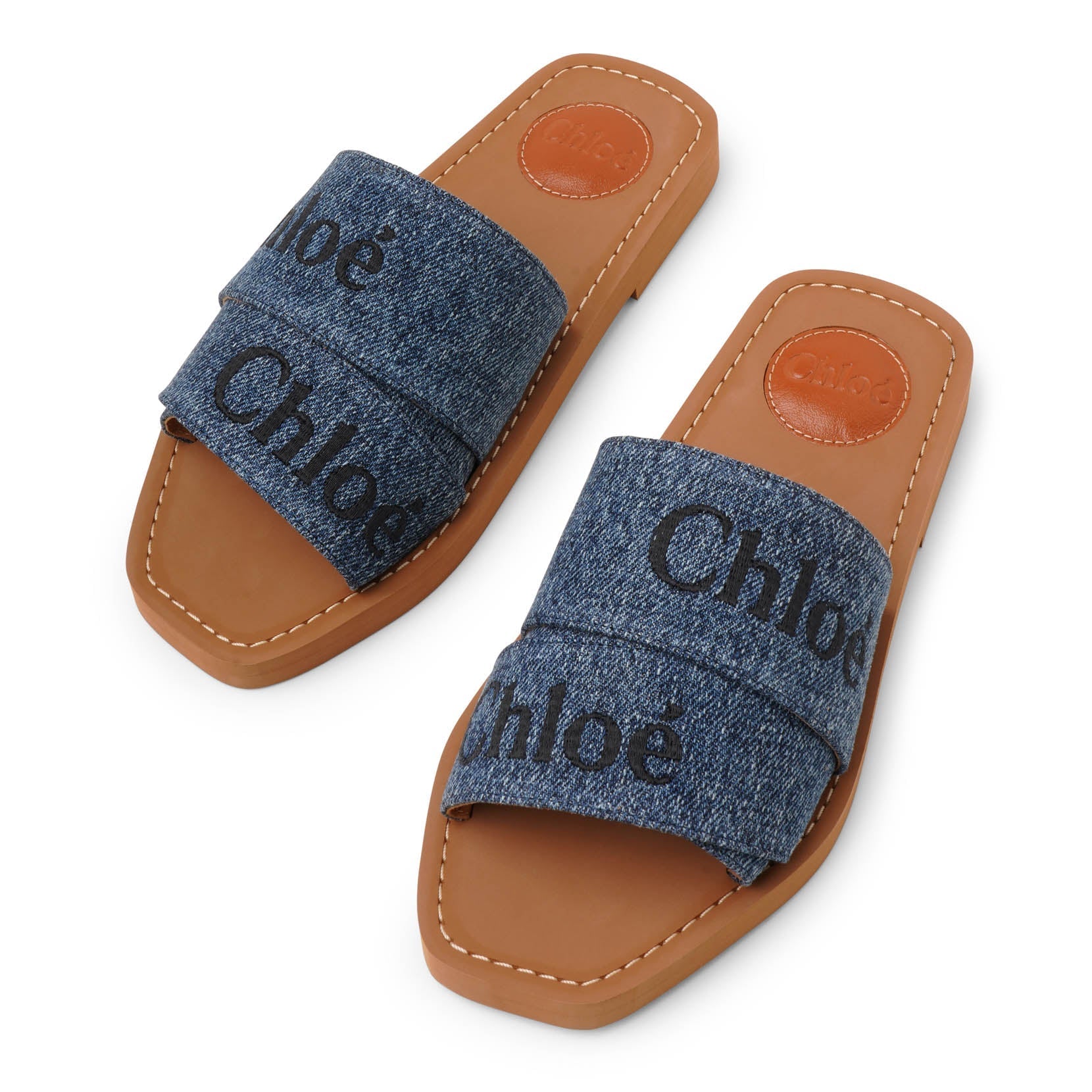 Woody denim slide sandals