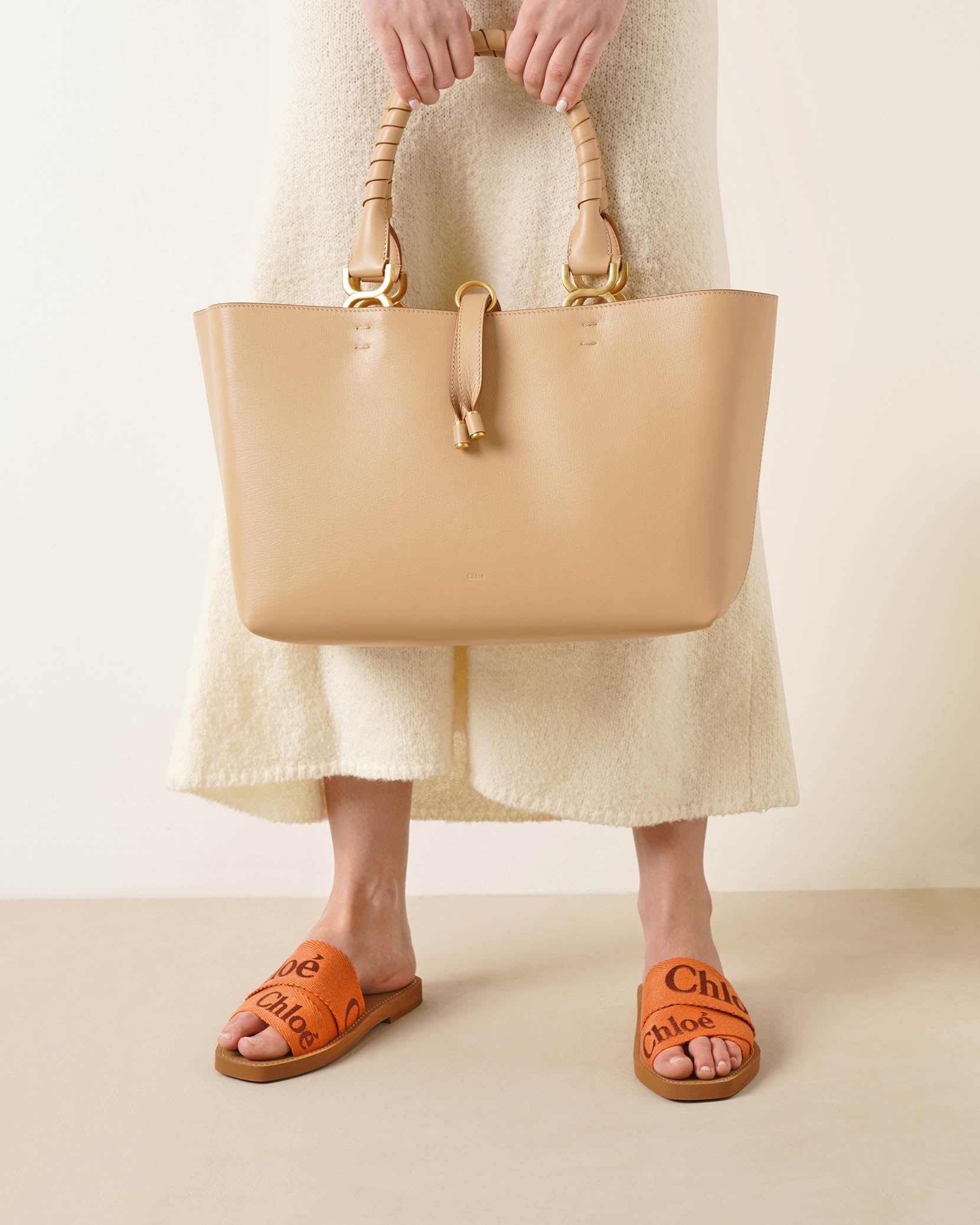 Marcie tote beige leather tote bag