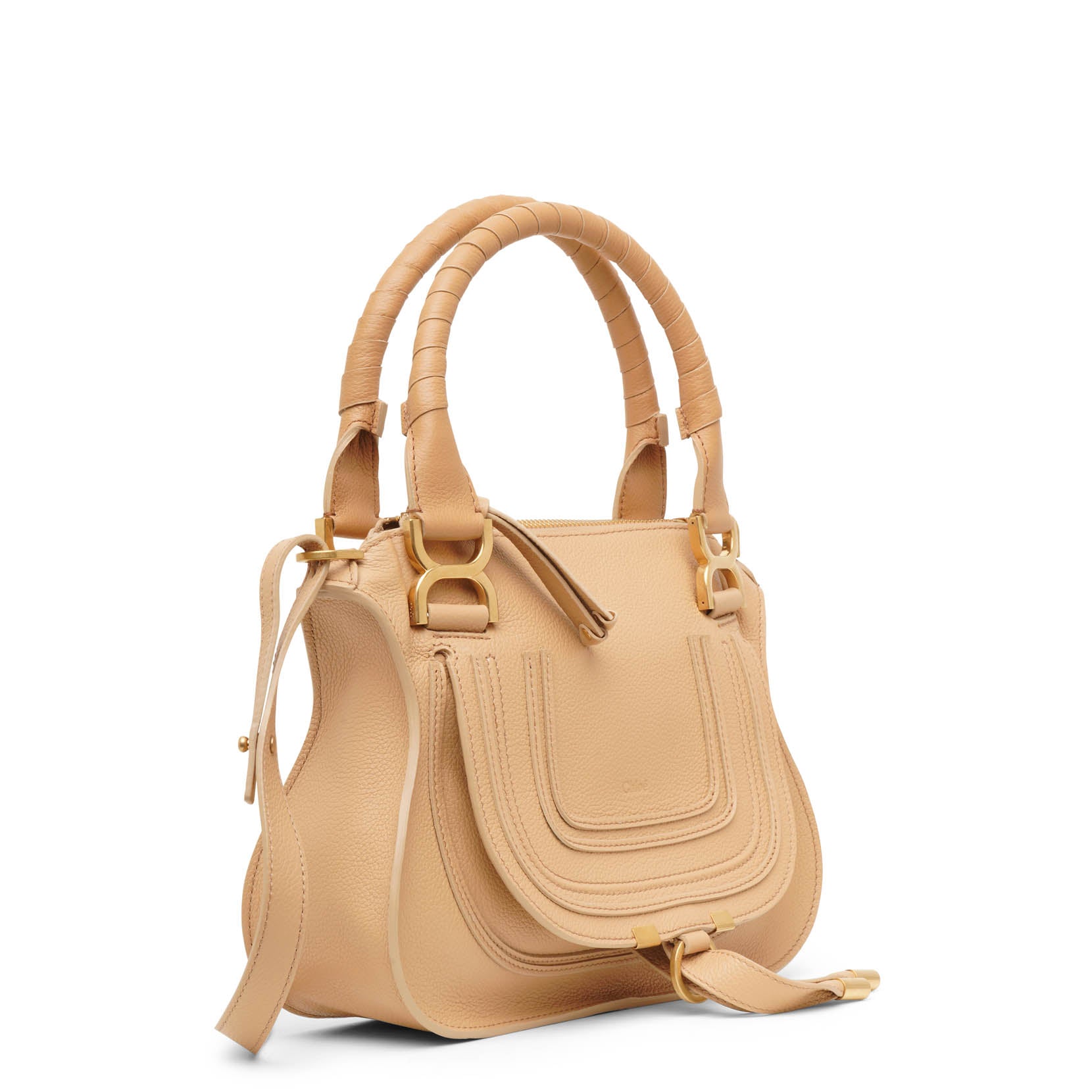 Marcie beige leather double carry bag