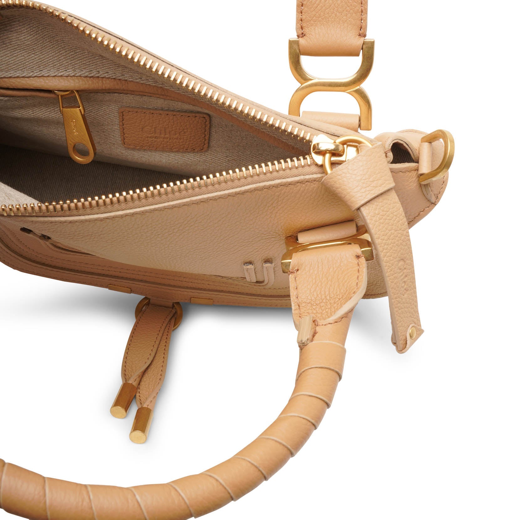 Marcie beige leather double carry bag