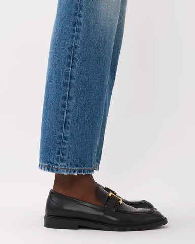 Marcie black leather loafers