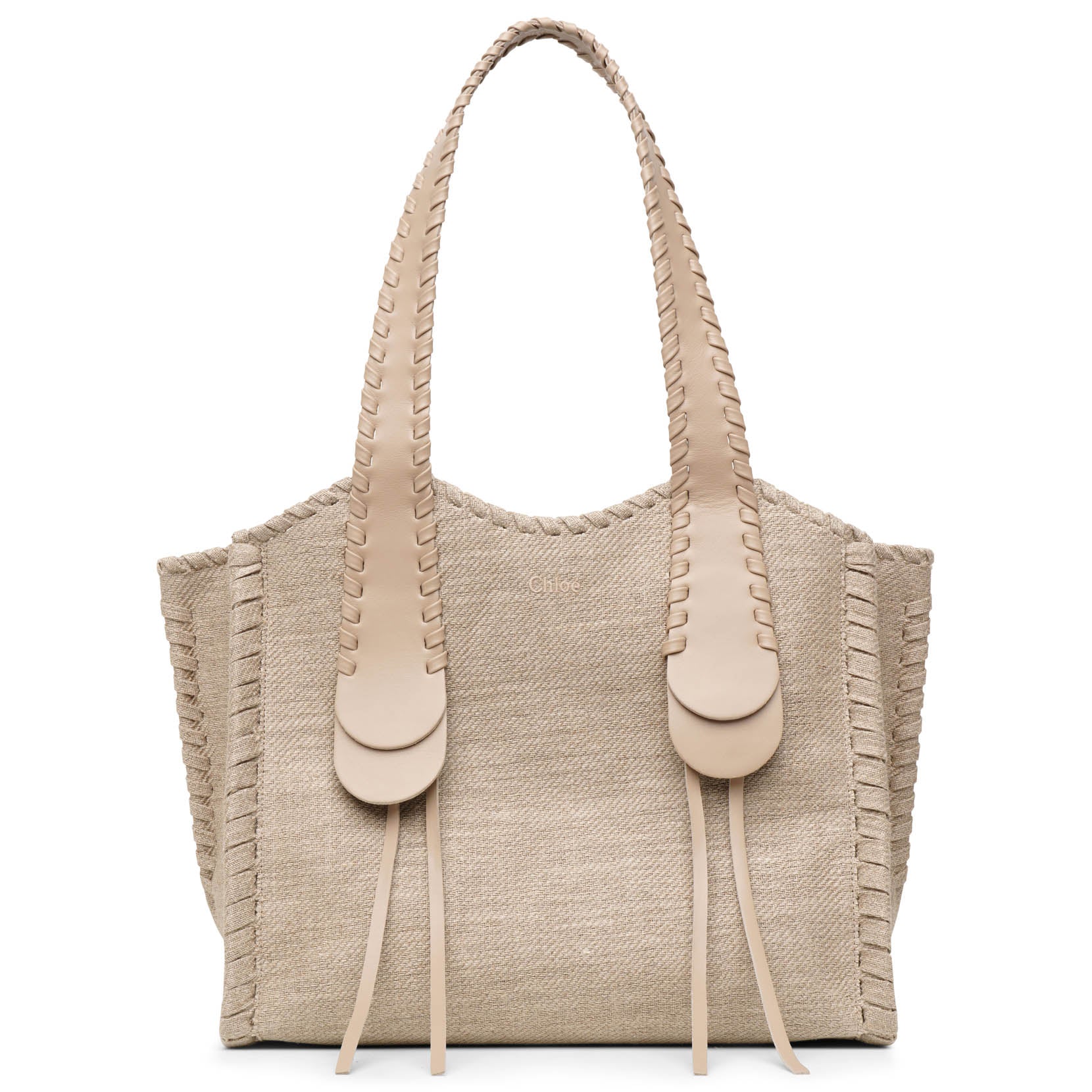 Mony medium beige canvas tote bag
