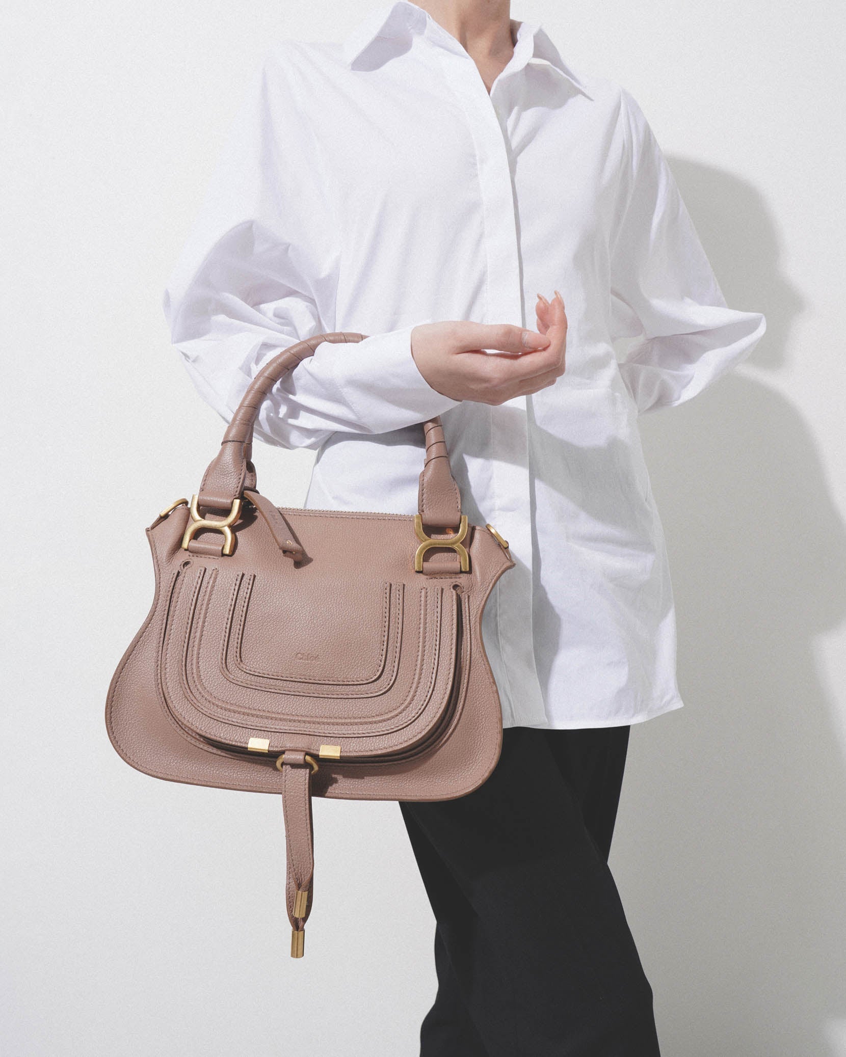 Marcie blush leather double carry bag