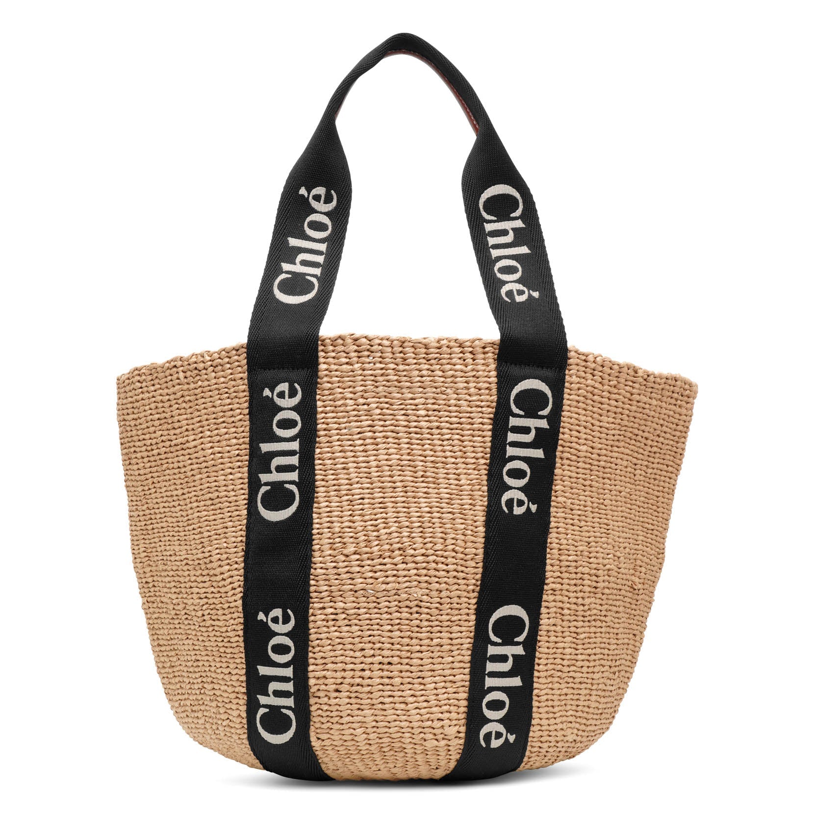 Woody raffia black tote bag
