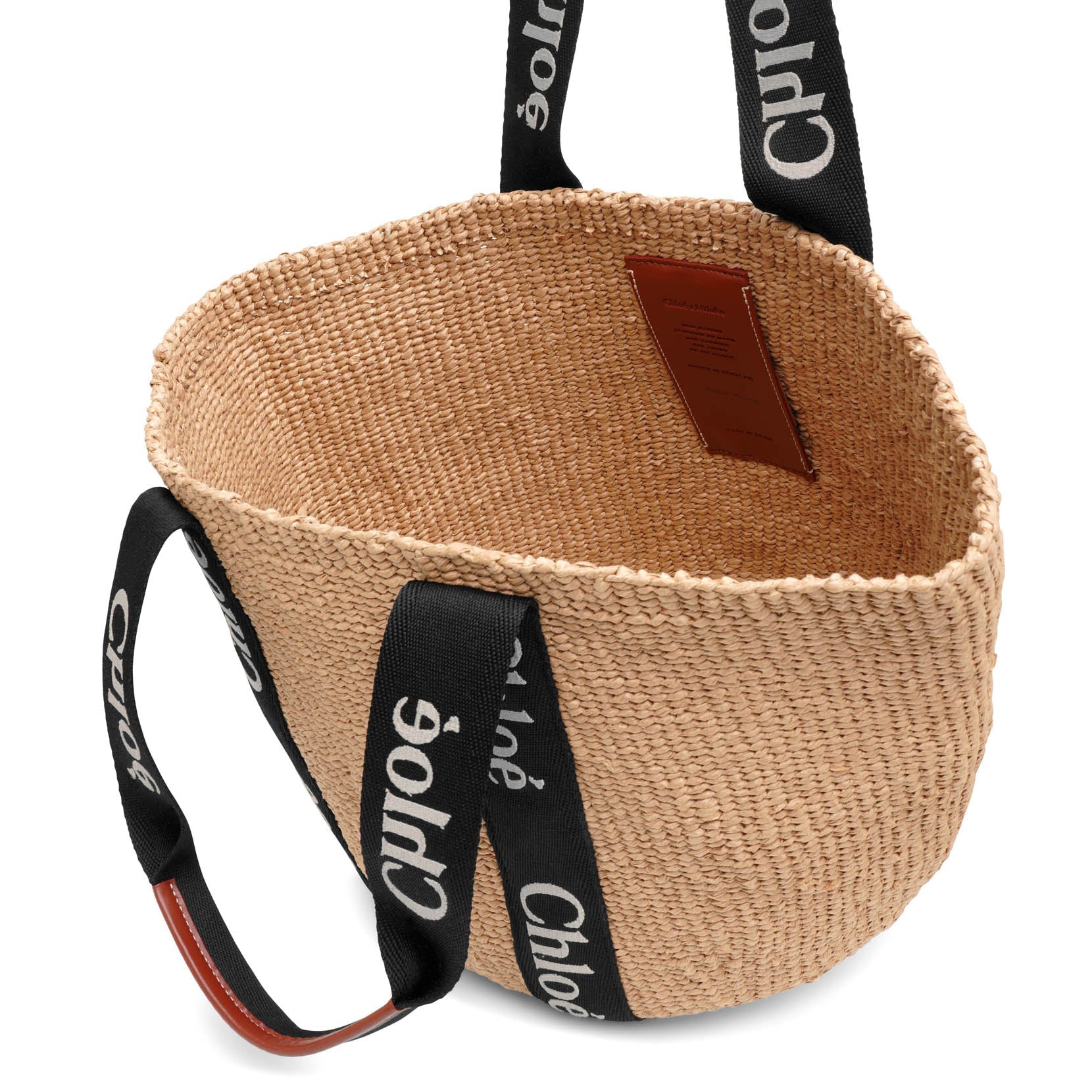Woody raffia black tote bag