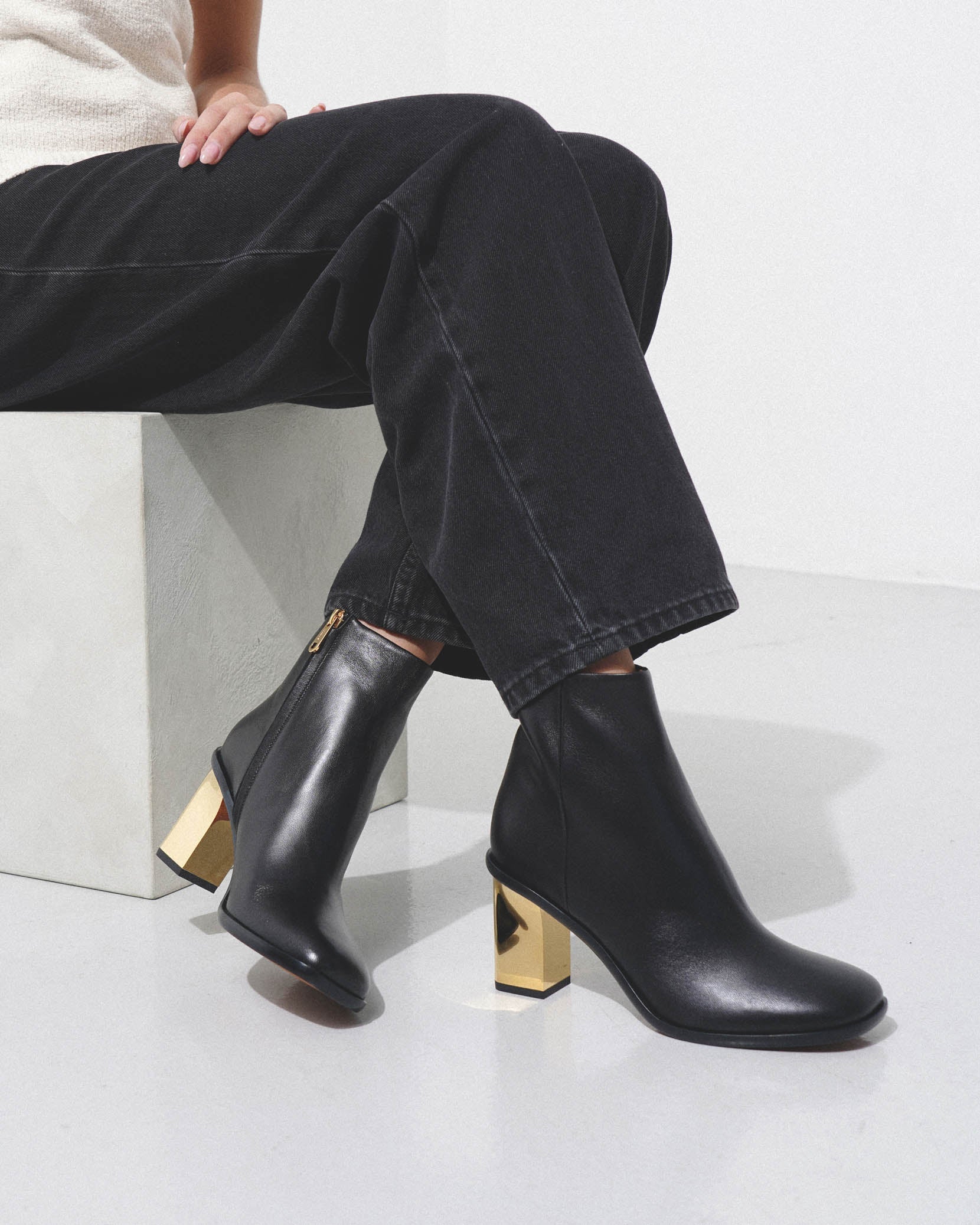 Rebecca black leather ankle boots