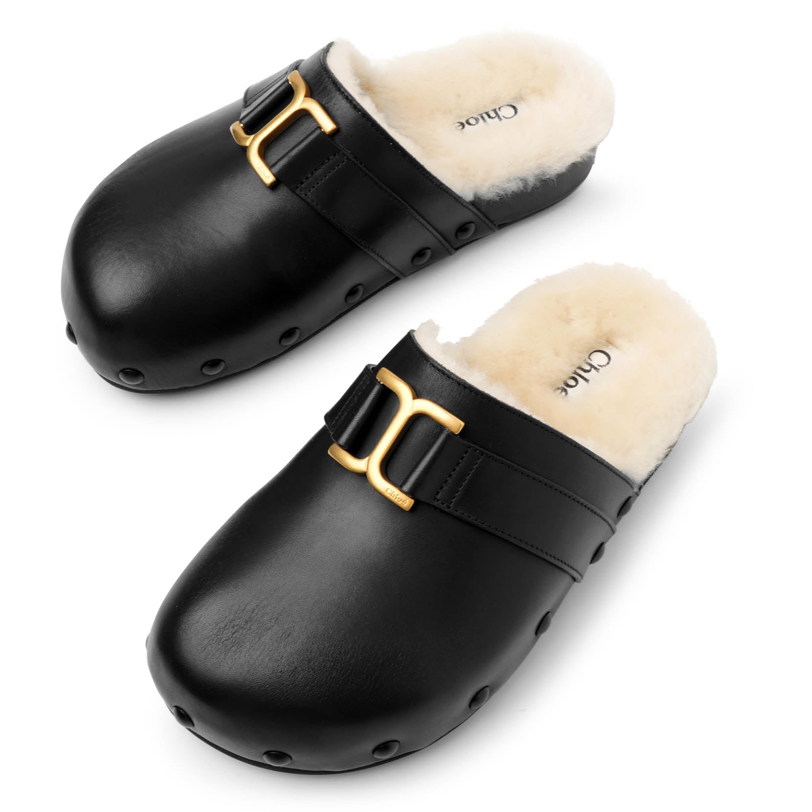 Marcie black shearling slides