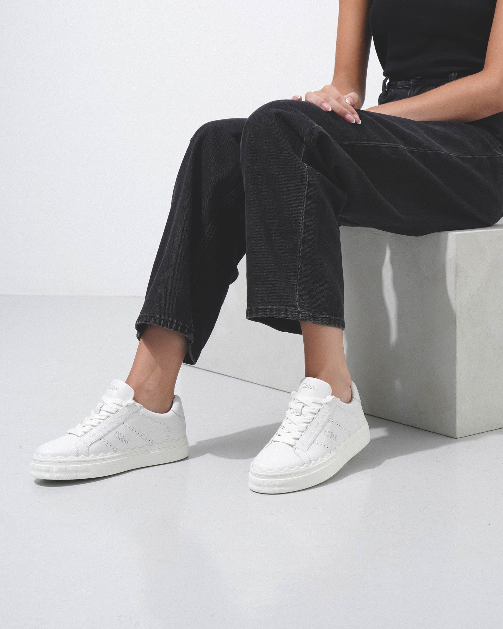 Lauren white leather sneakers