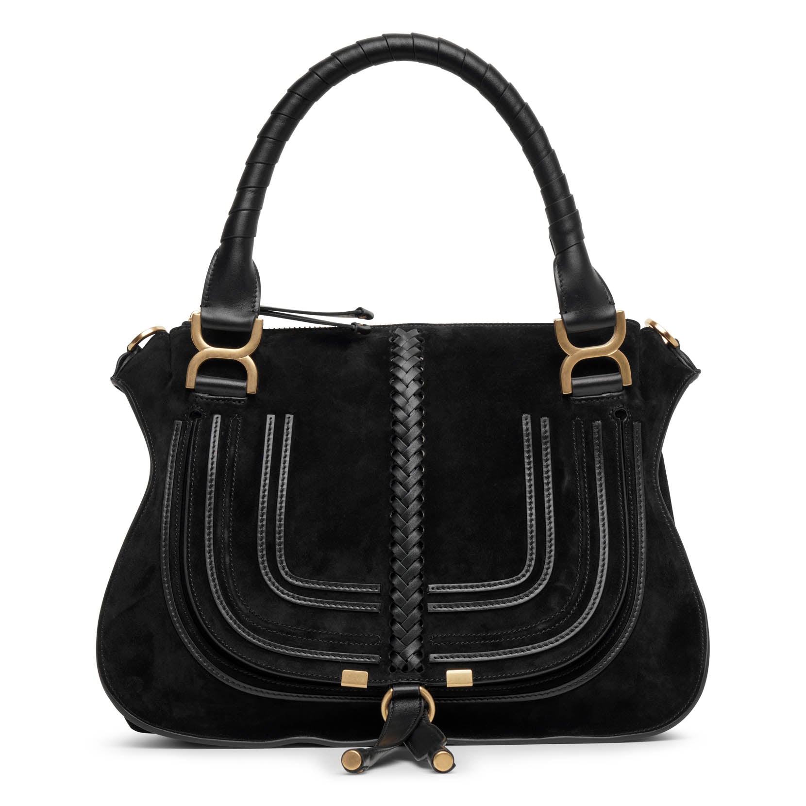 Marcie black suede shoulder bag