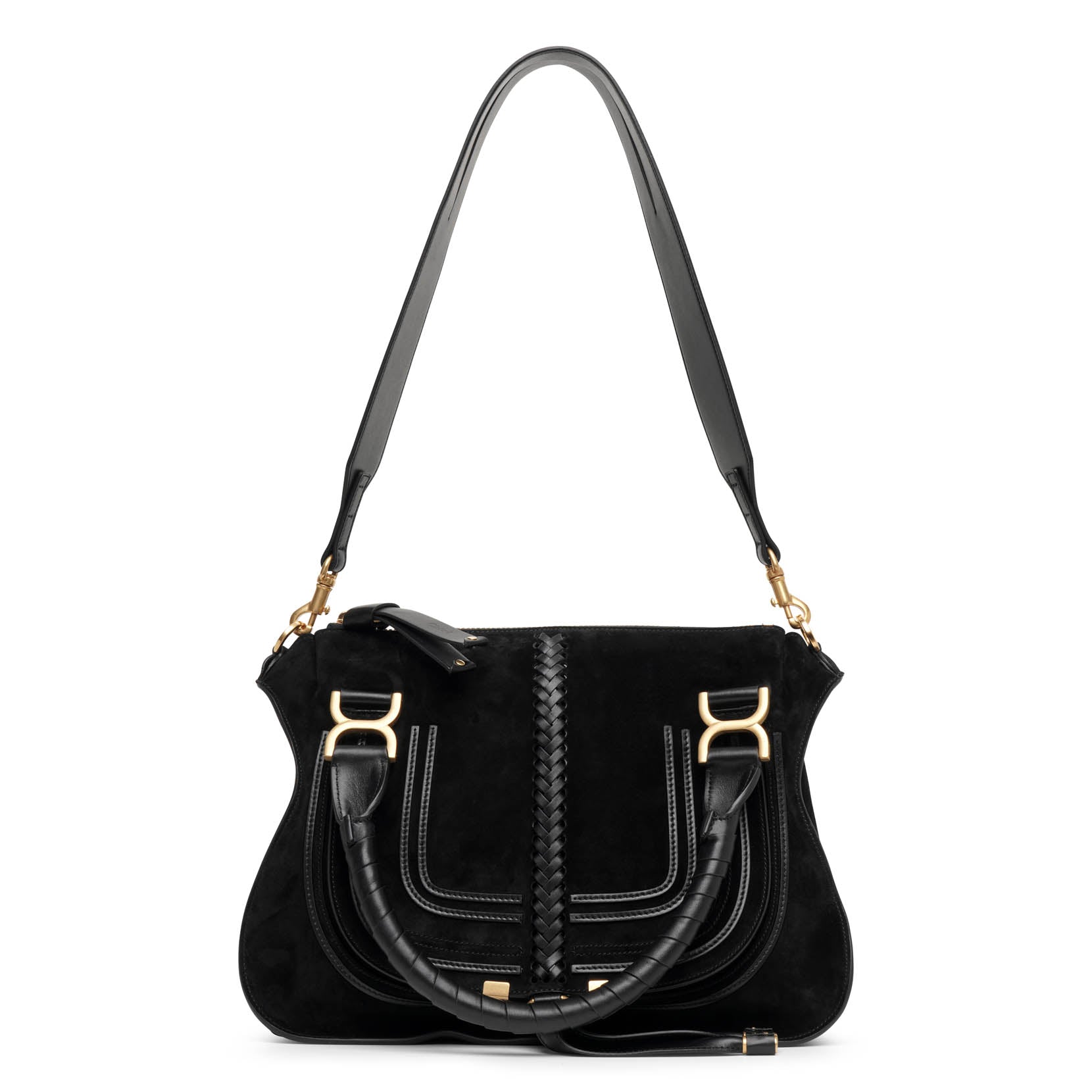 Marcie black suede shoulder bag