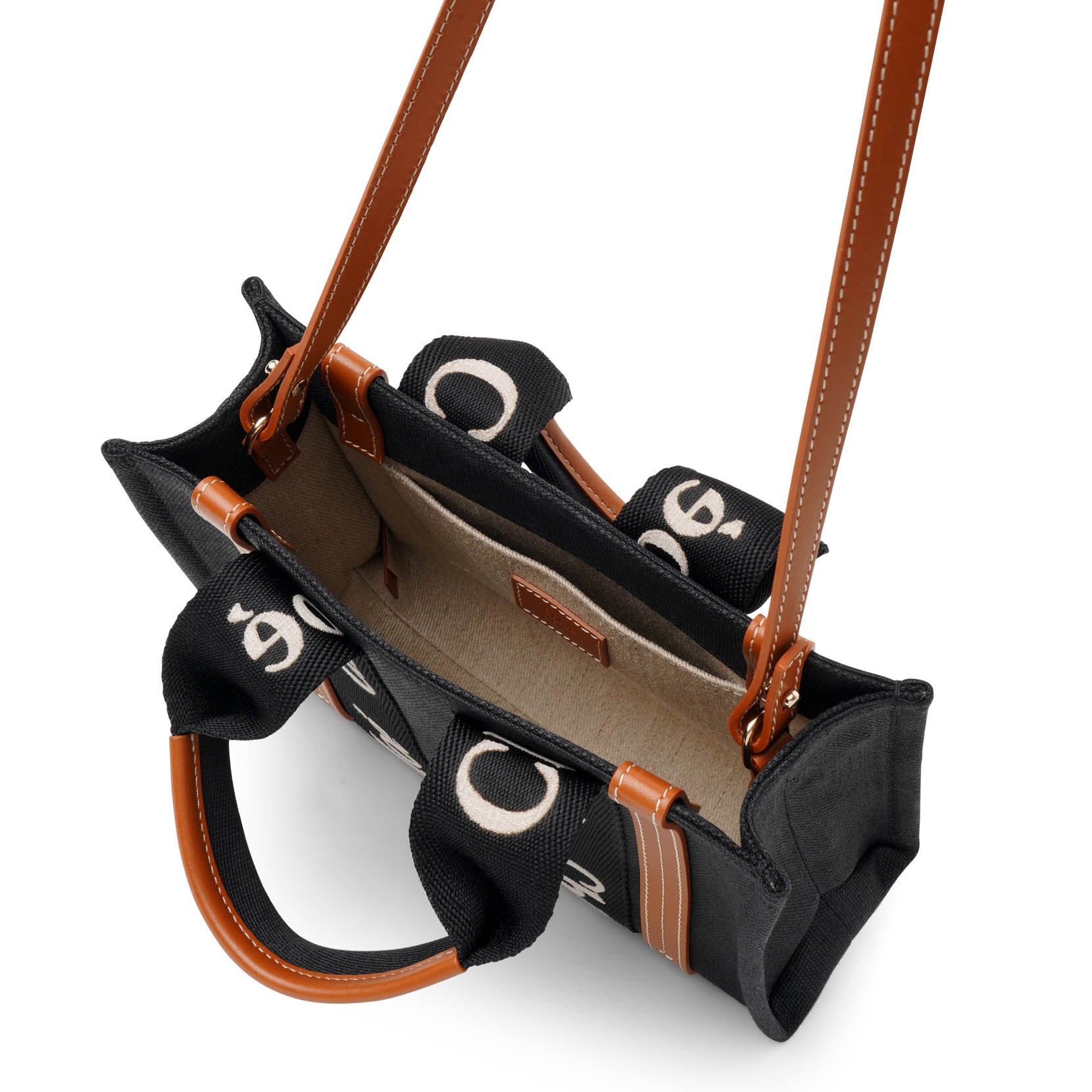 Woody small black canvas tote bag