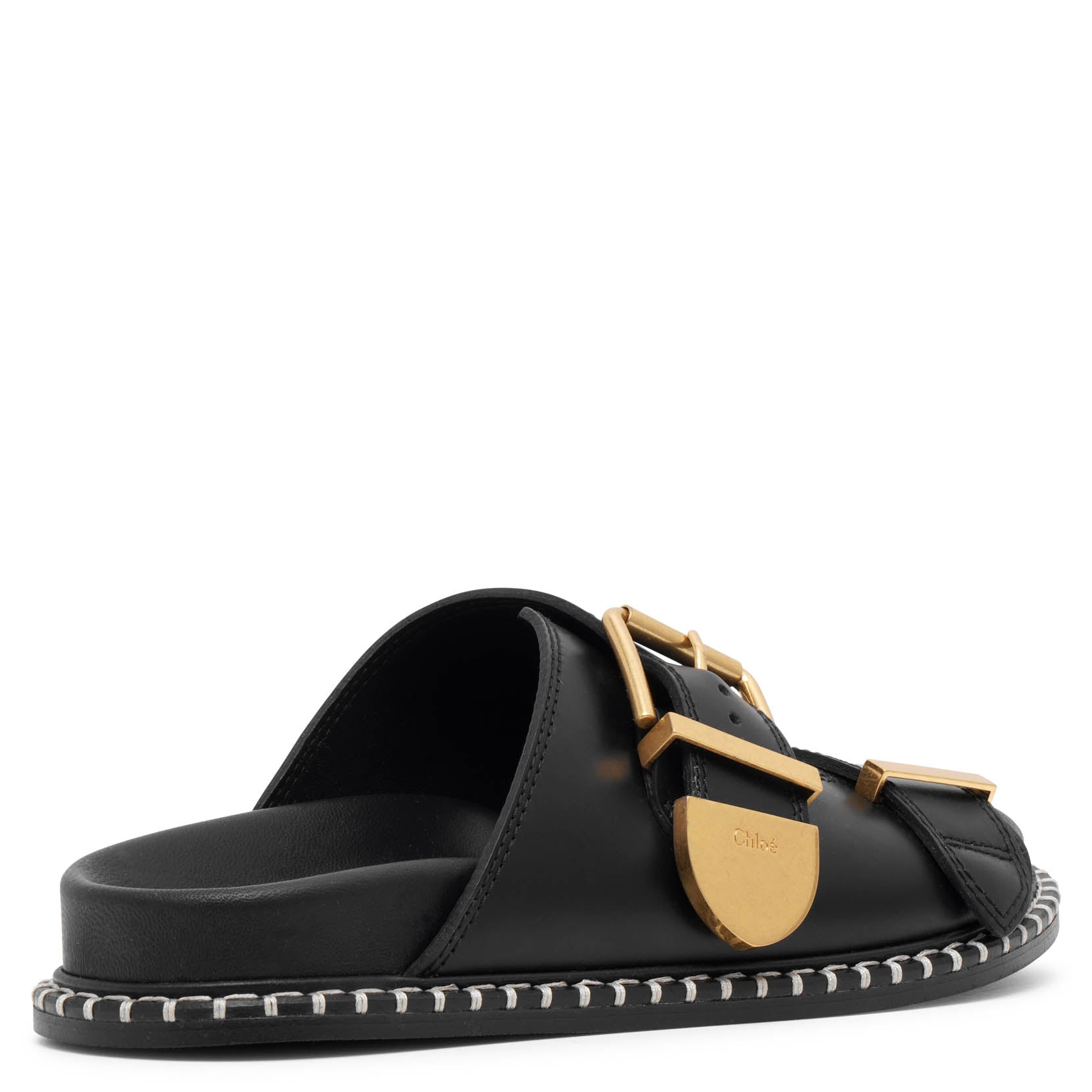 Rebecca black leather flats