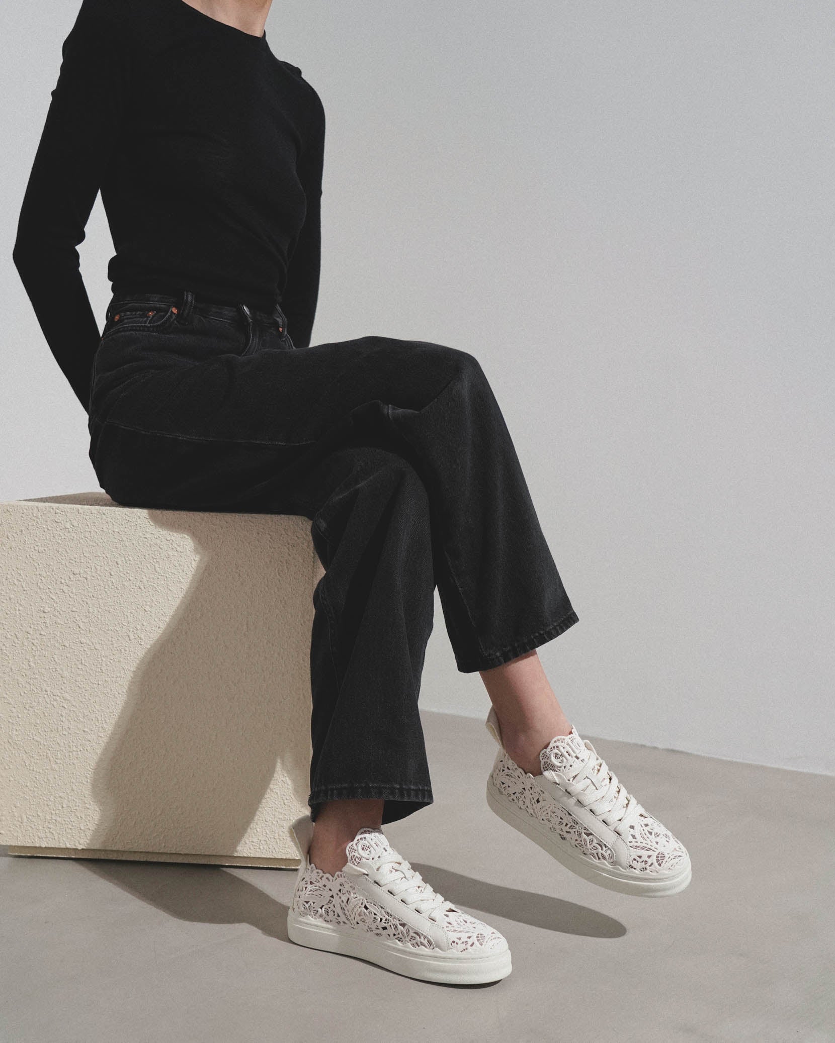 Lauren white lace sneakers