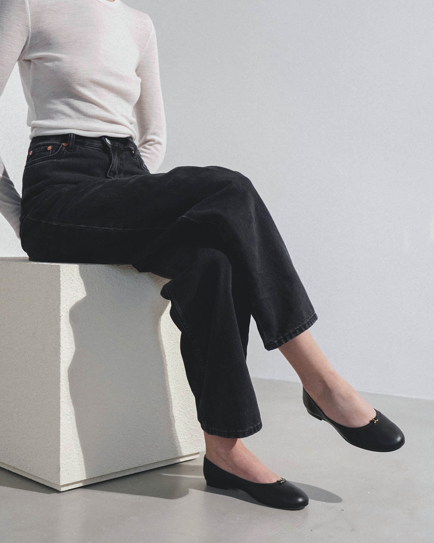 Marcie black leather ballerinas