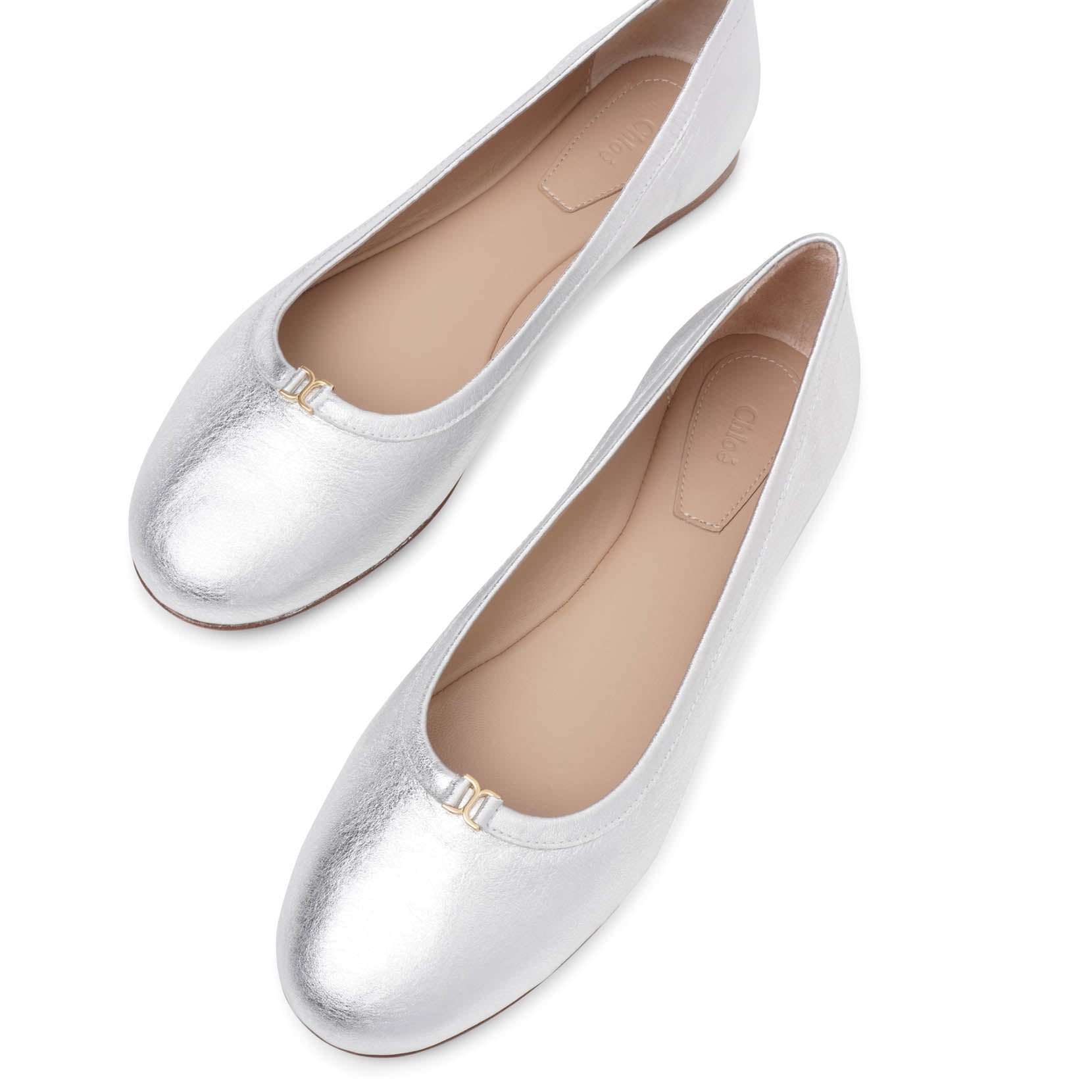 Marcie silver leather ballerinas