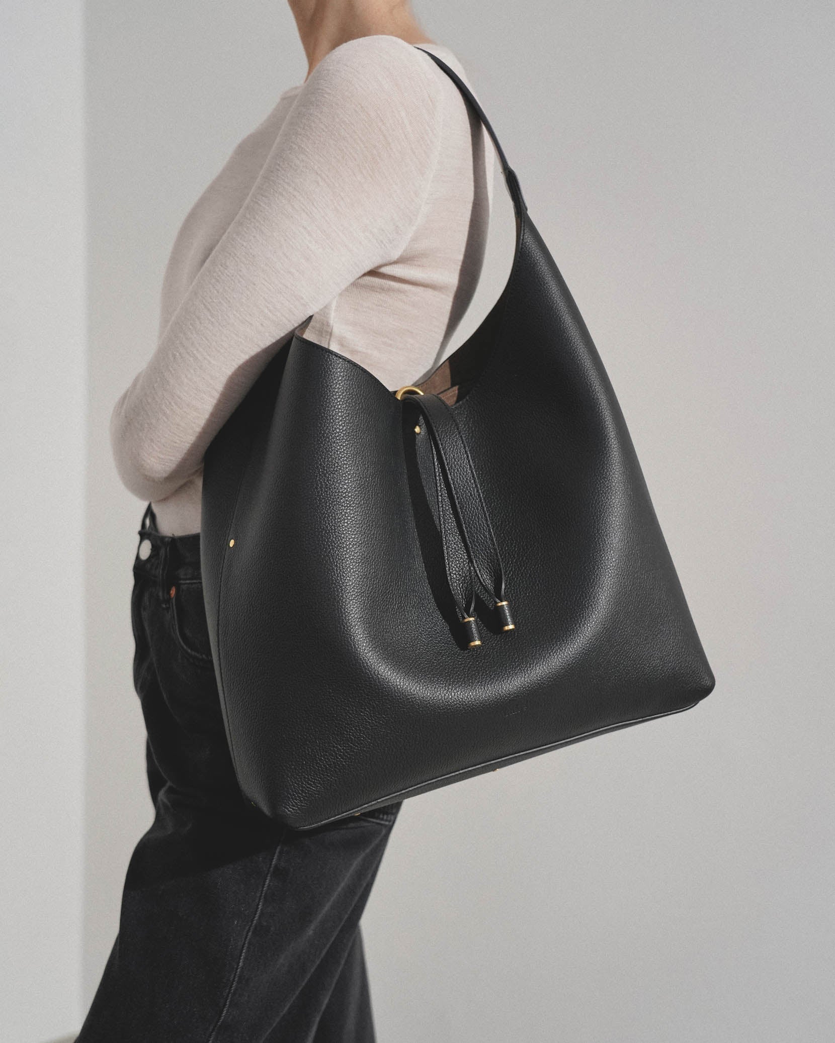 Marcie black leather shoulder bag