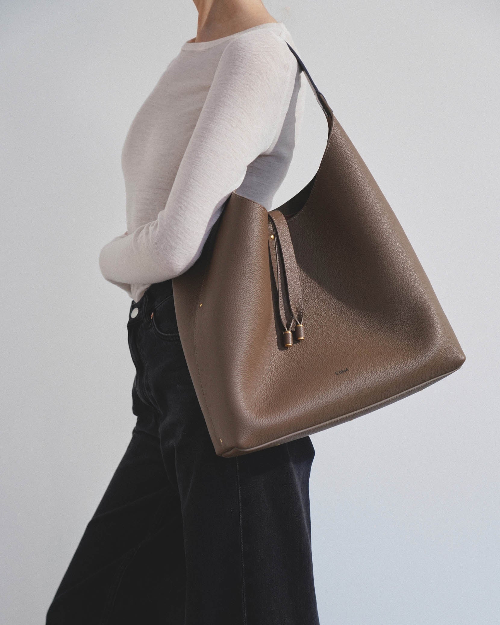 Marcie taupe leather shoulder bag