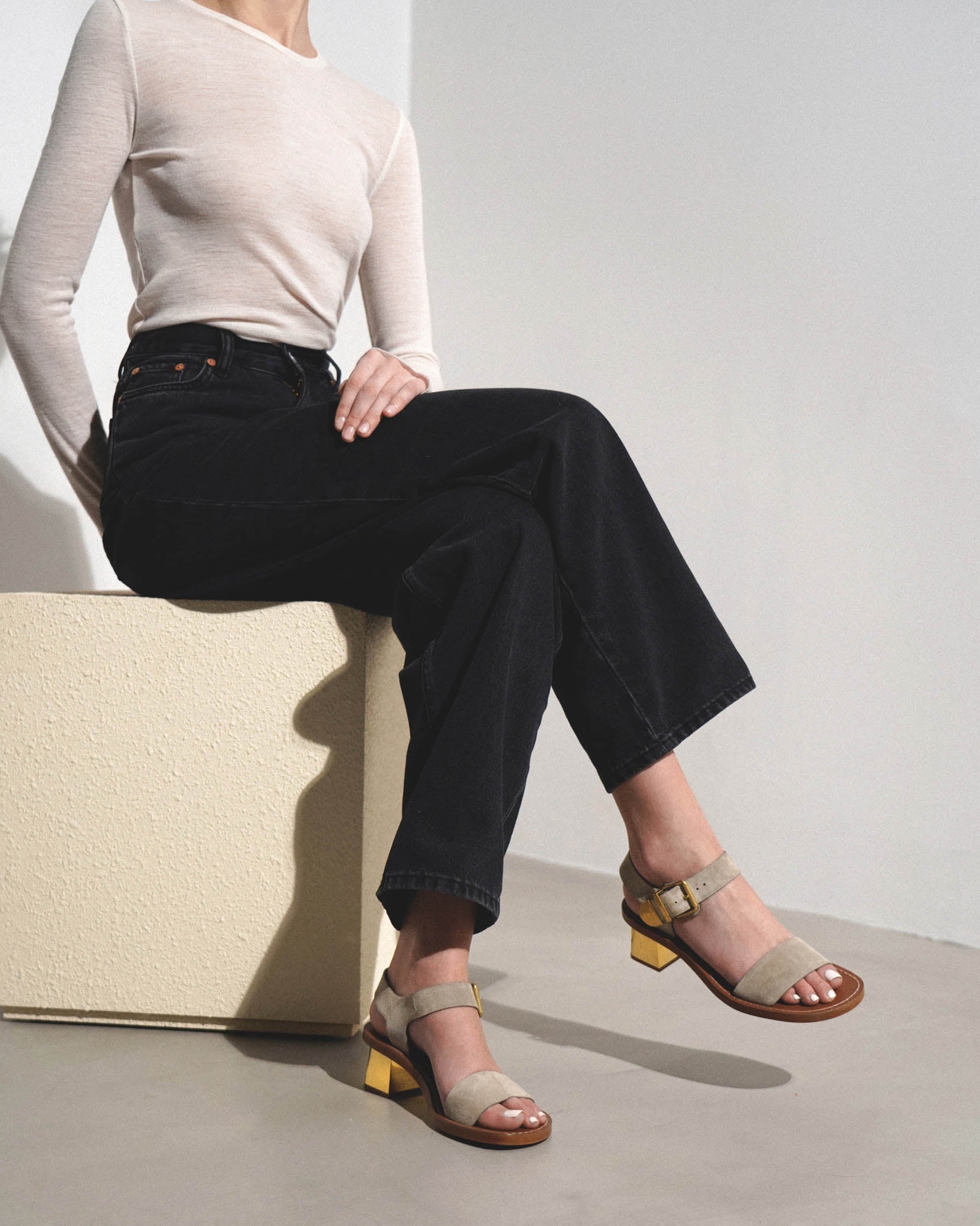 Rebecca greige suede sandals