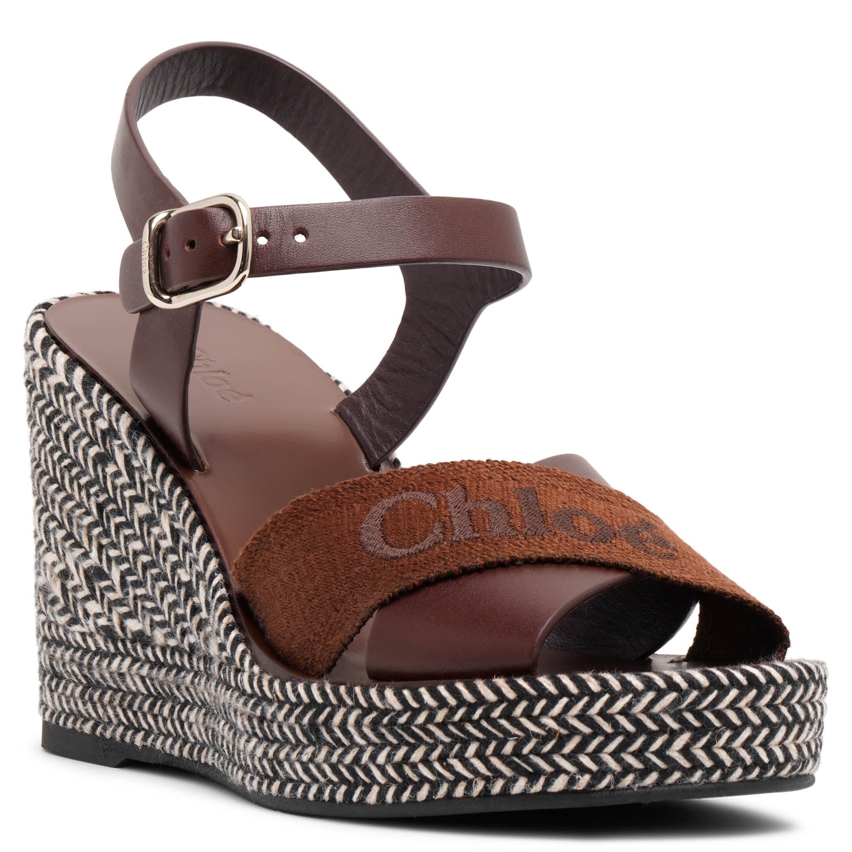 Piia brown leather wedges