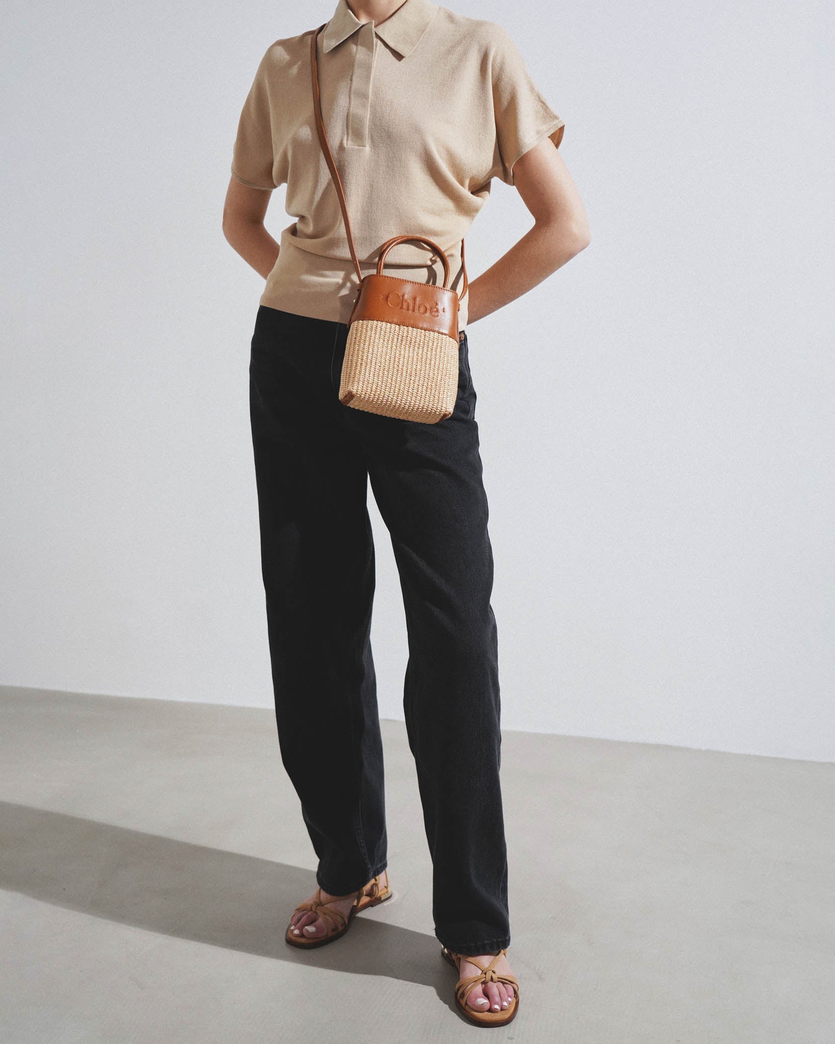 Chloe sense brown raffia bag