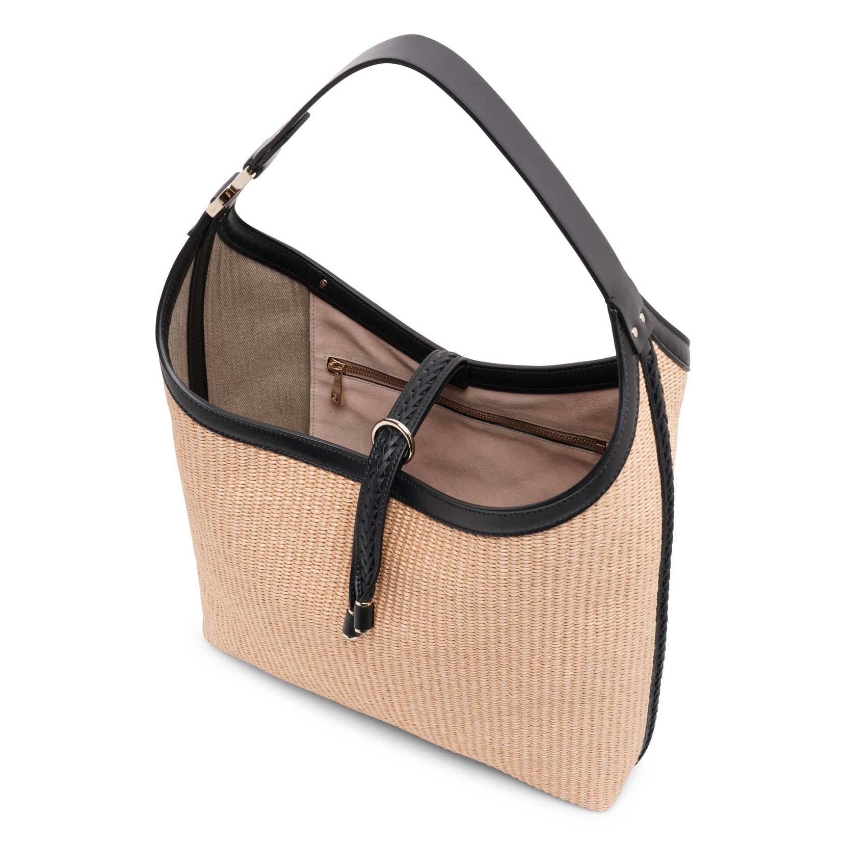 Marcie beige raffia shoulder bag