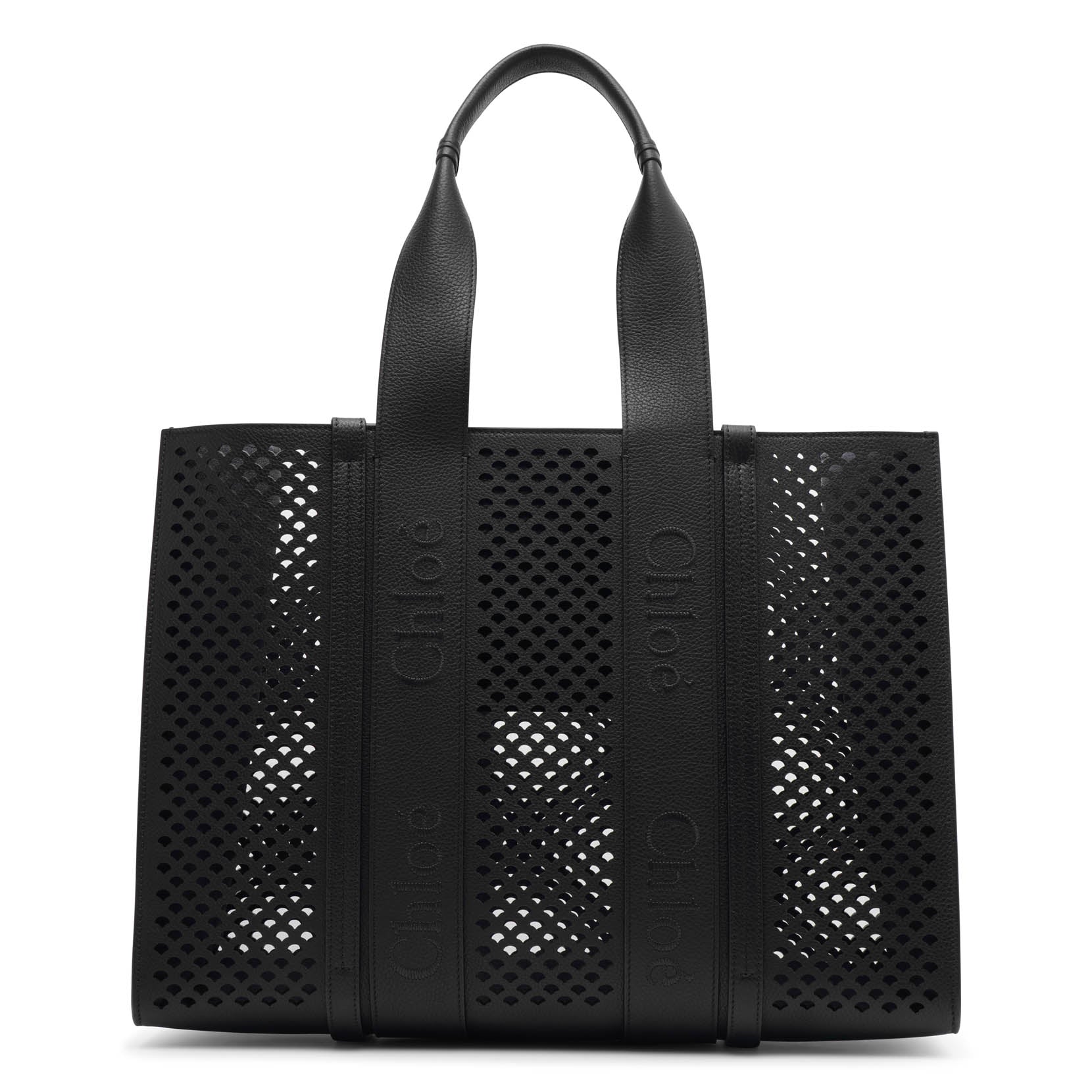 Woody large black leather bag