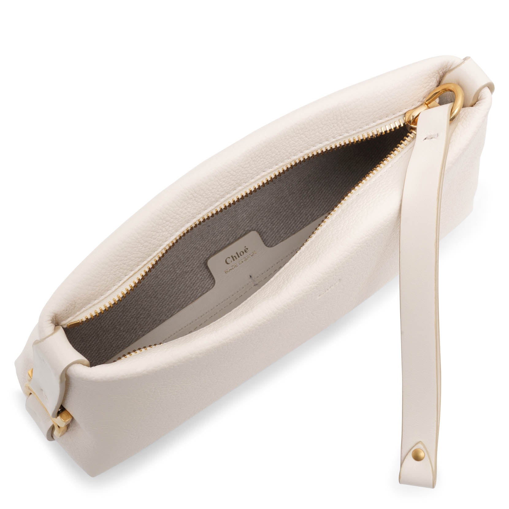 Marcie white leather clutch