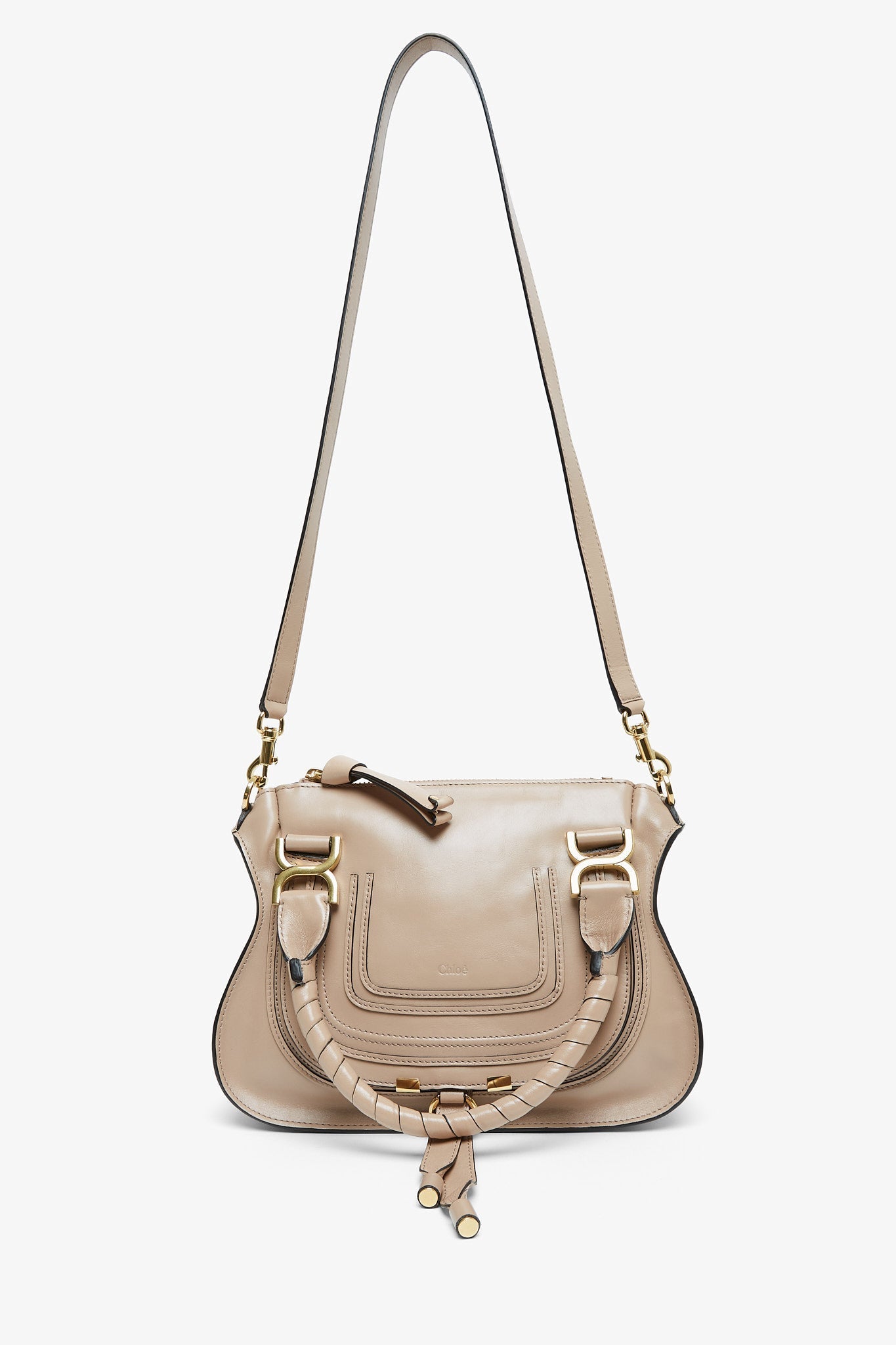 Marcie deep beige leather tote bag