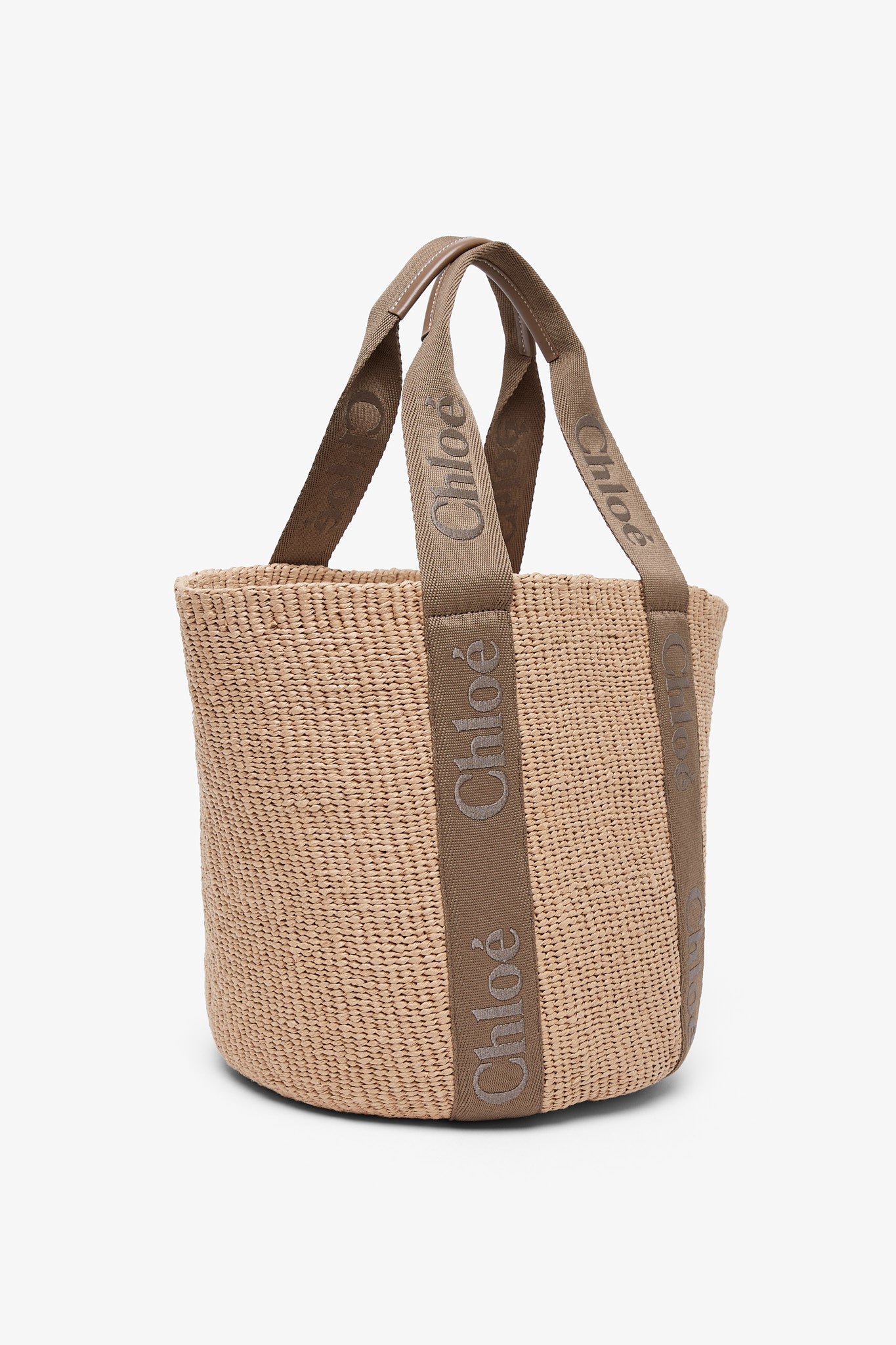 Woody raffia dark nut tote bag