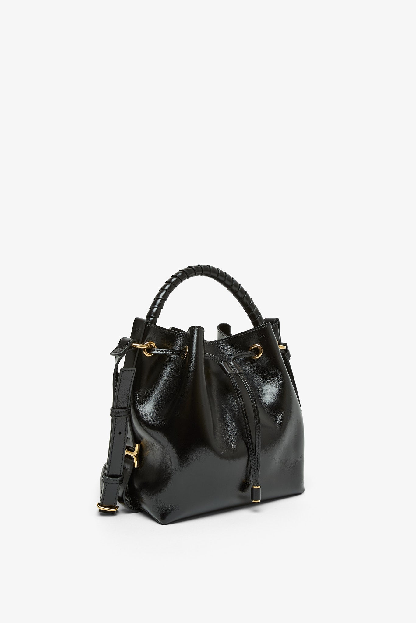 Marcie black leather bucket bag