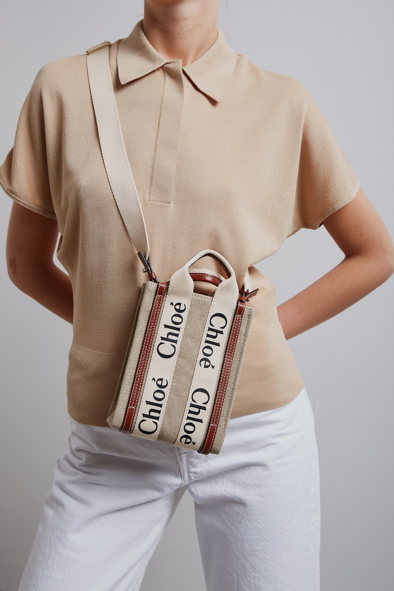 Woody white and brown mini bag