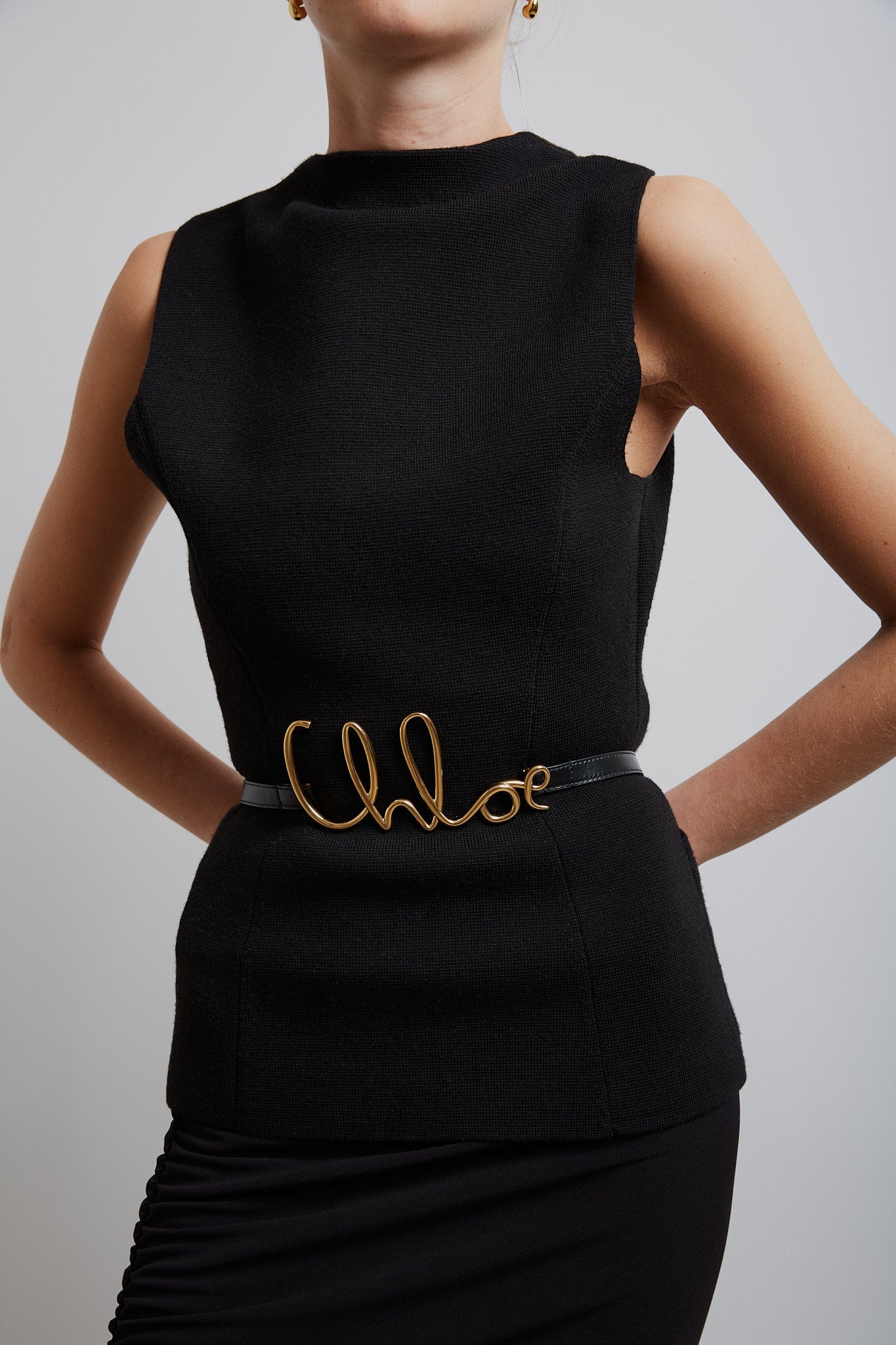 C Chloe gold leather belt