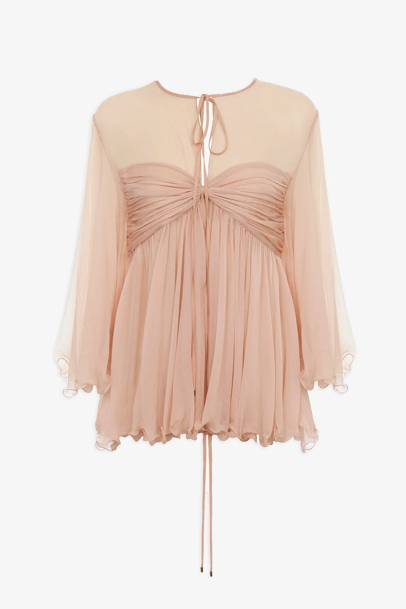 Gathered silk georgette top