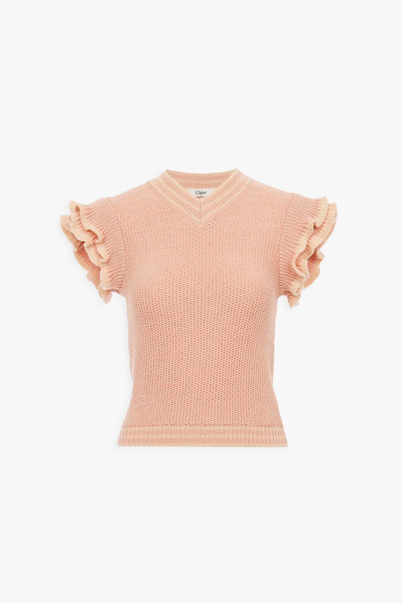Short-sleeve wool knit top
