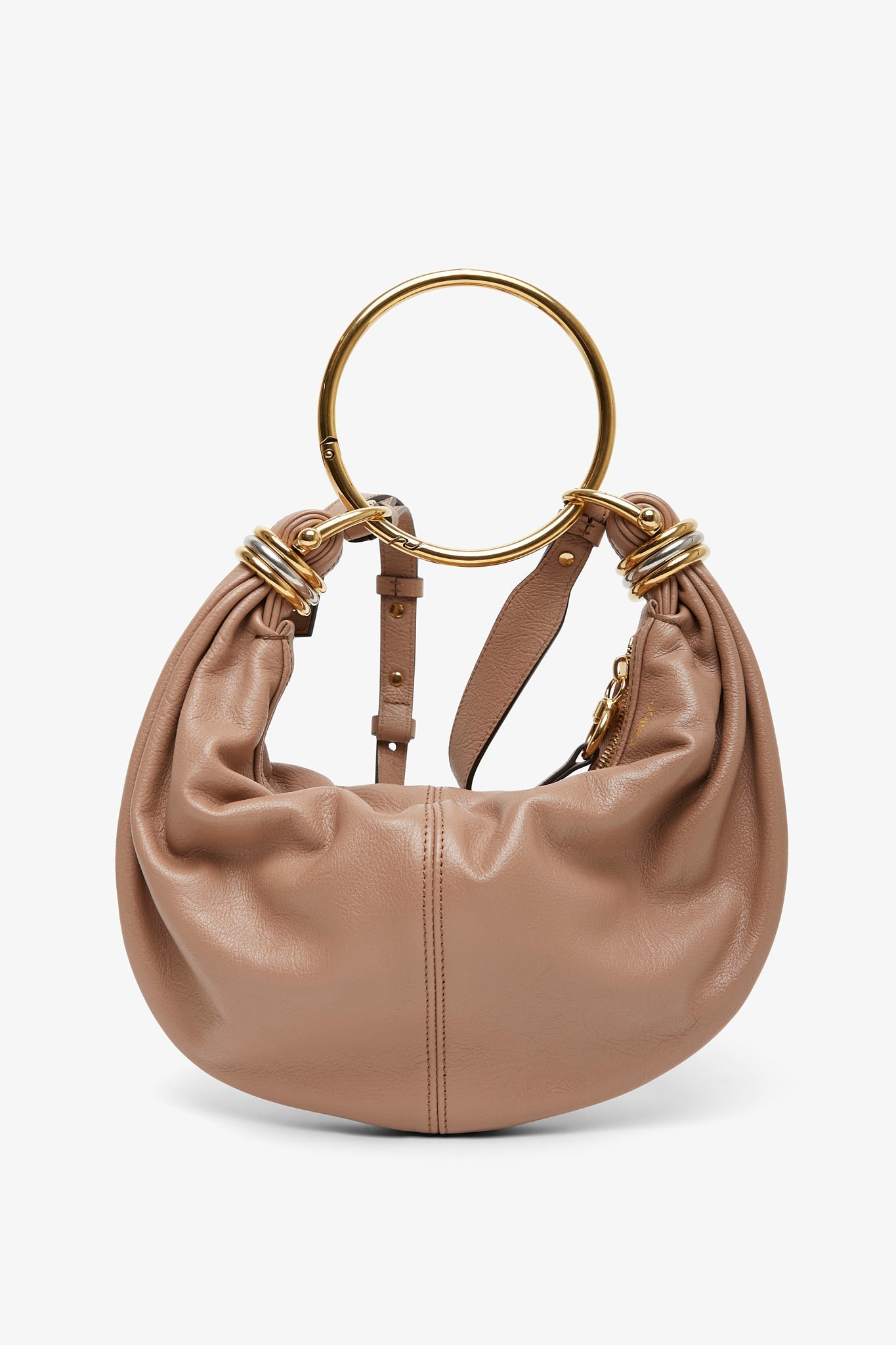 Small beige bracelet hobo bag