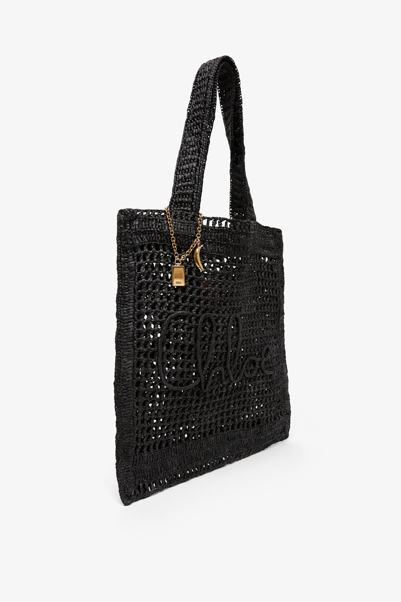 Summer banana black raffia tote bag