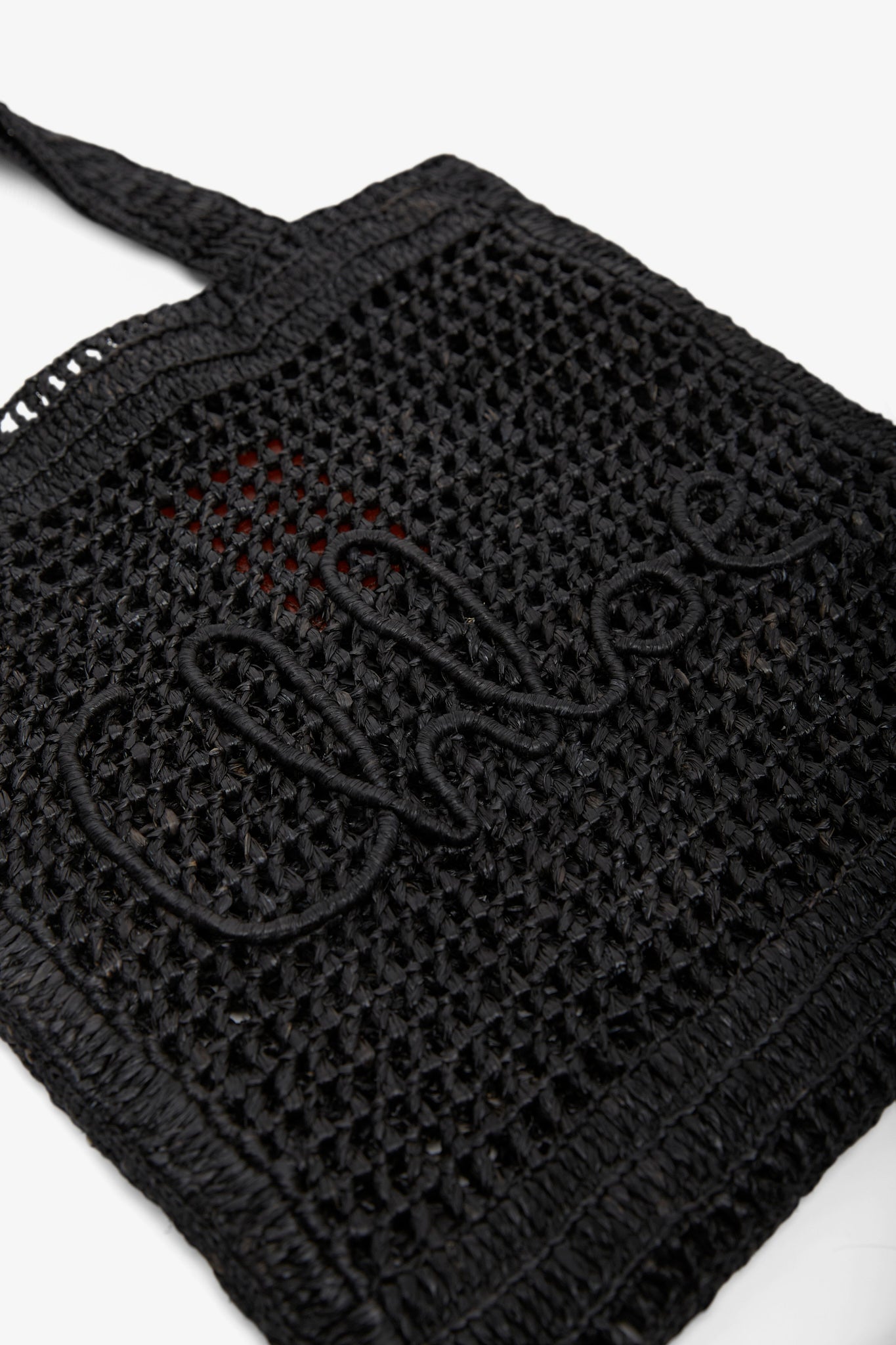 Summer banana black raffia tote bag