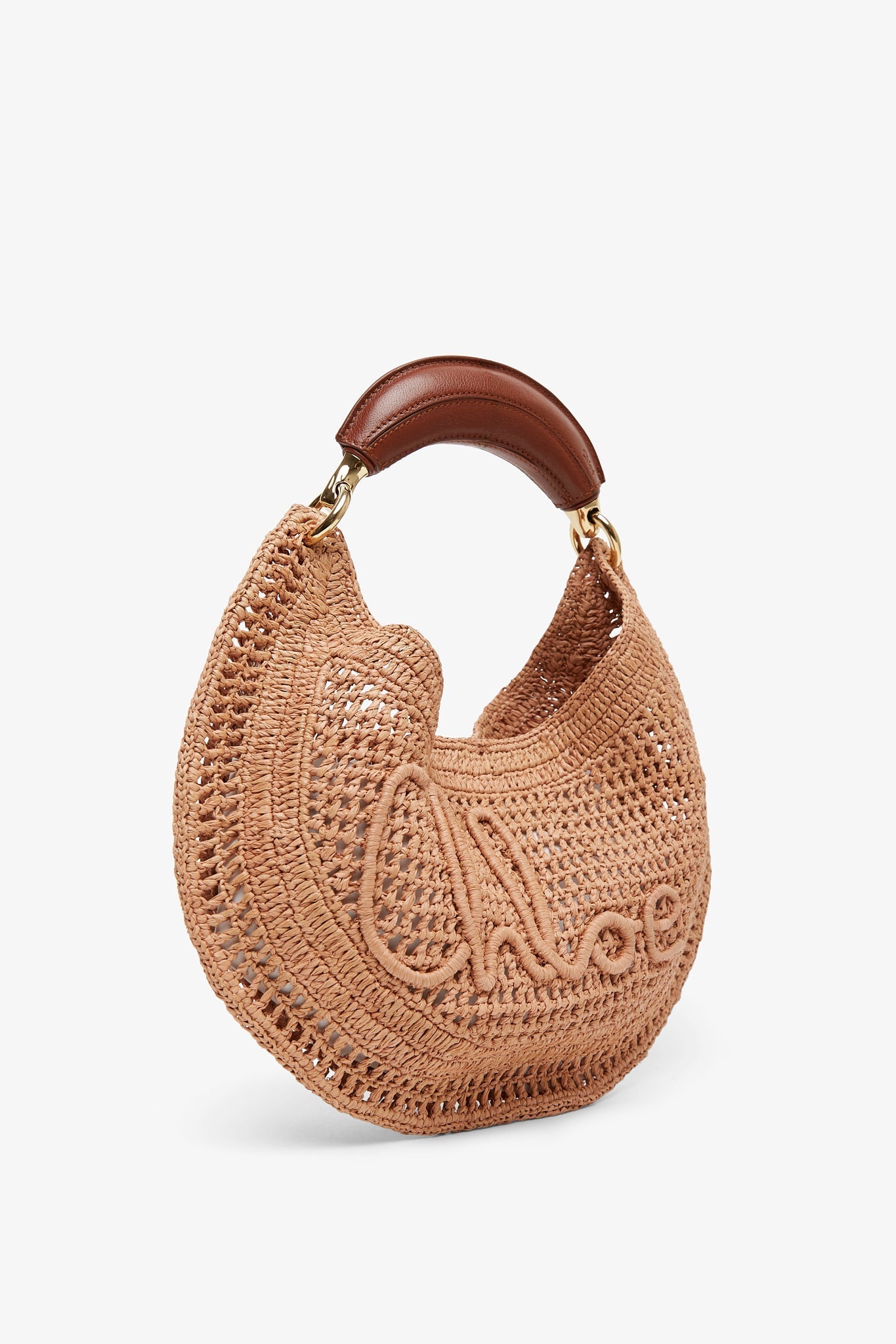 Summer banana beige raffia hobo bag