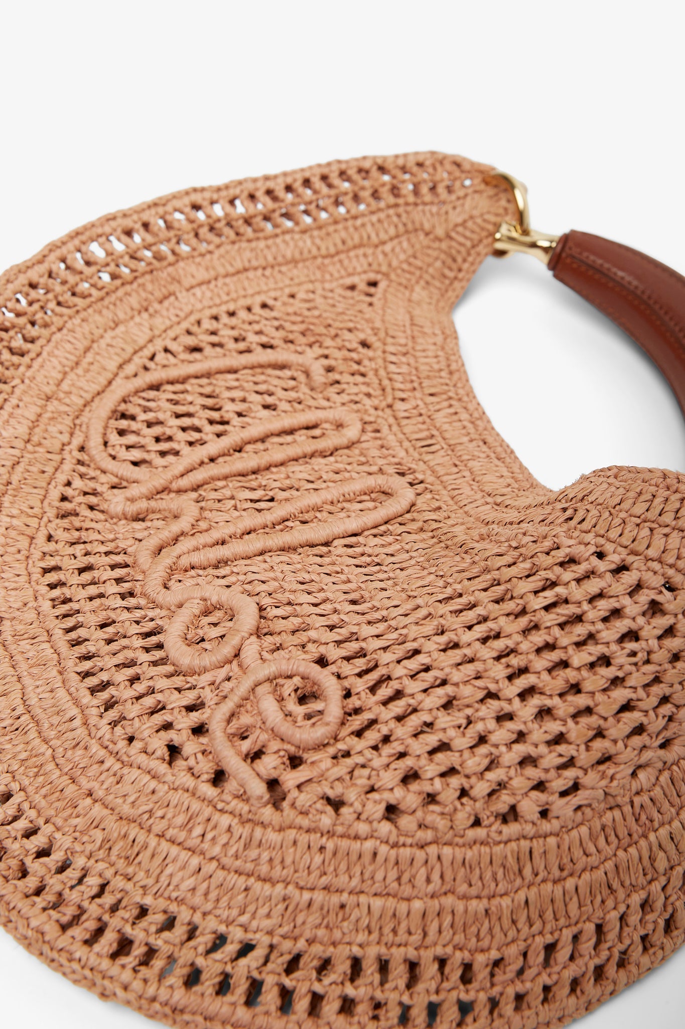 Summer banana beige raffia hobo bag