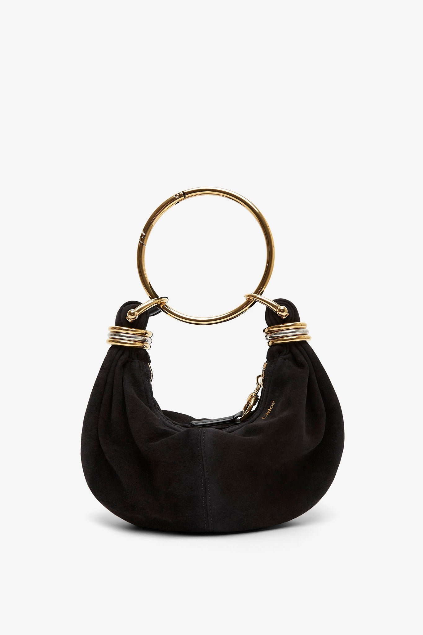 Bracelet black mini suede hobo bag