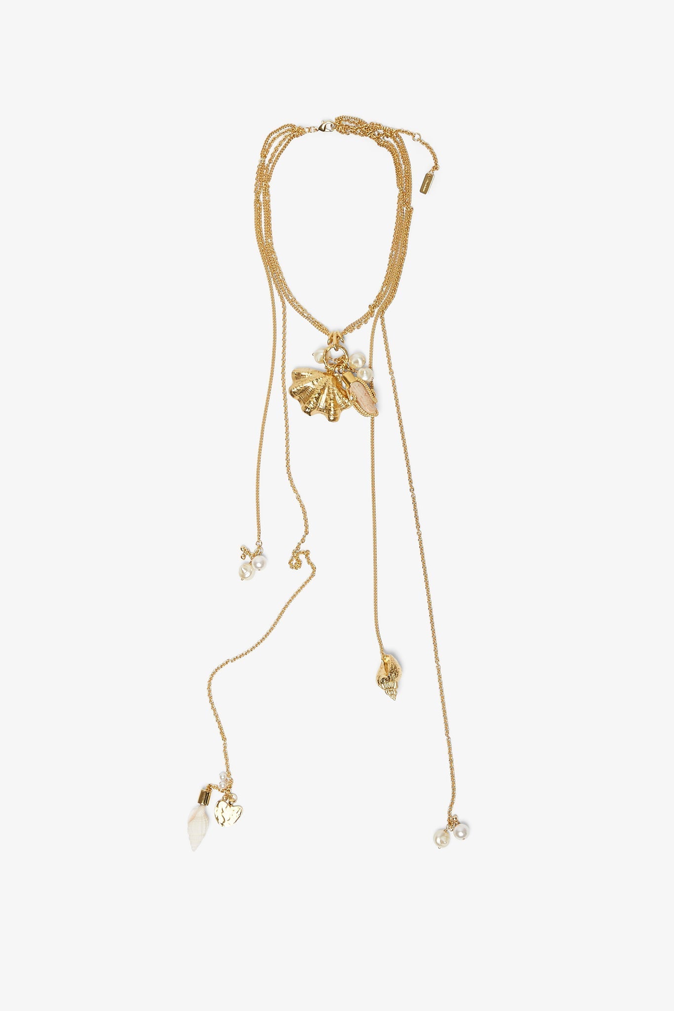 Shells scarf necklace in vintage gold