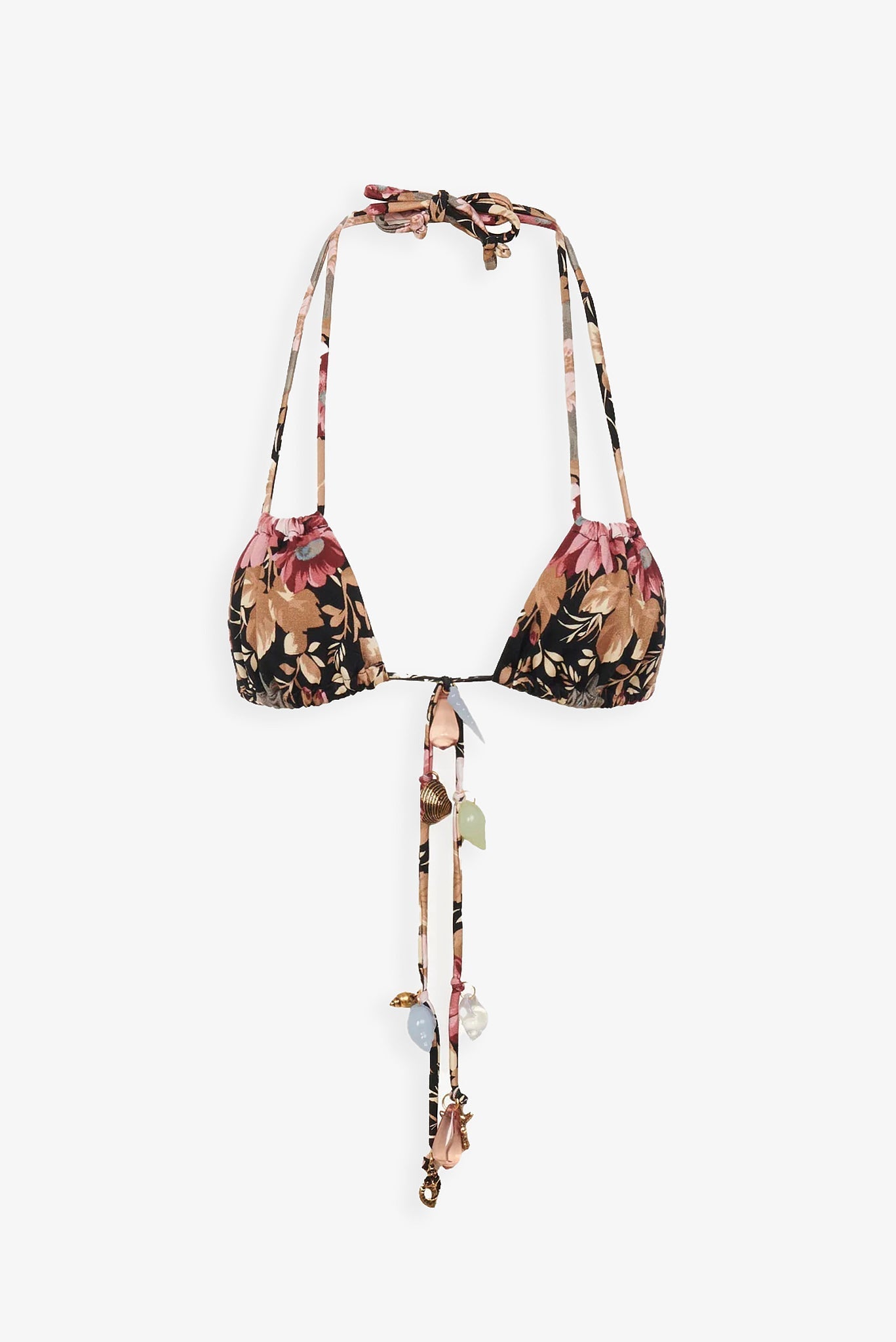 Black flower bikini top