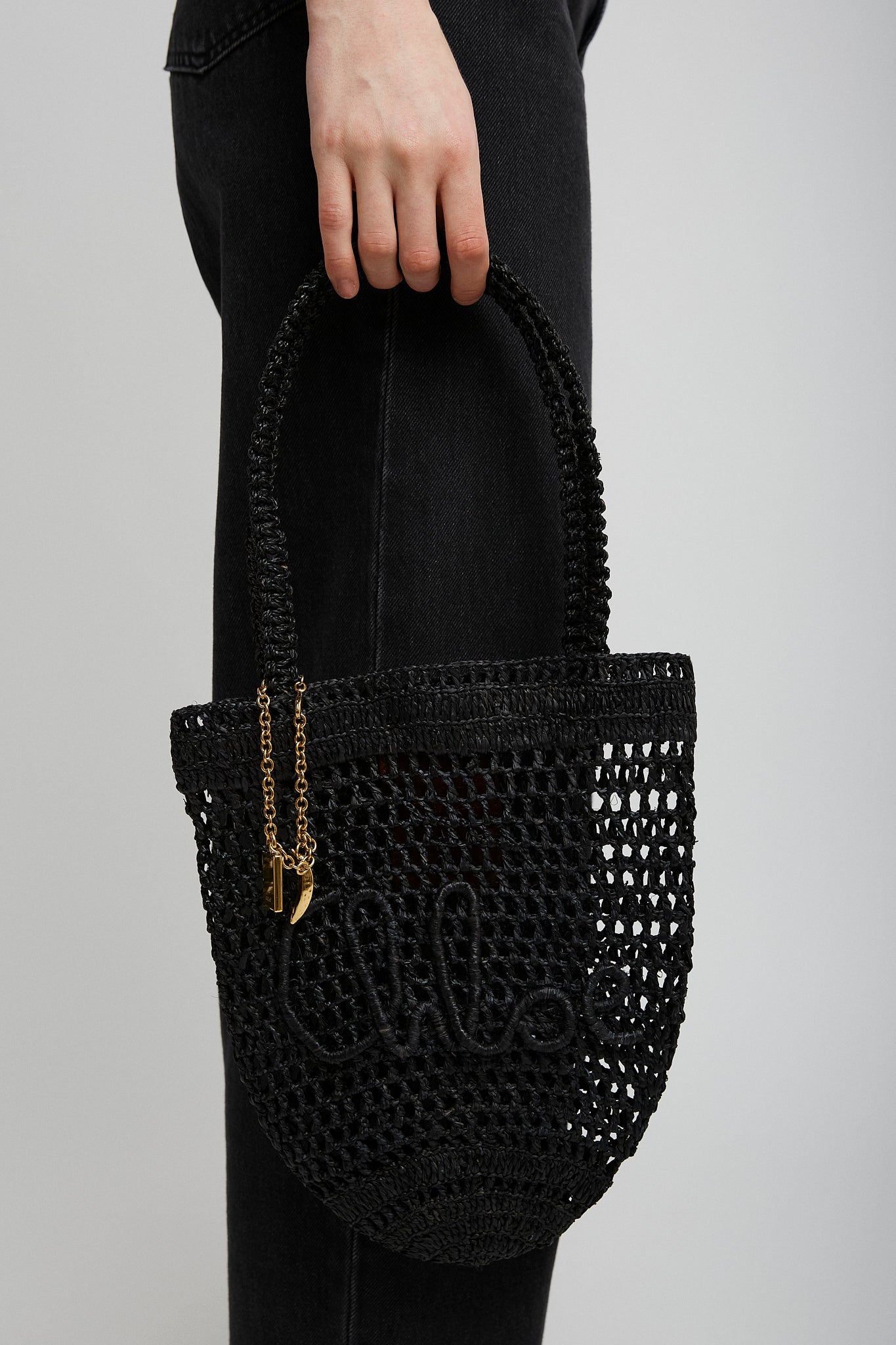 Small summer banana black tote bag