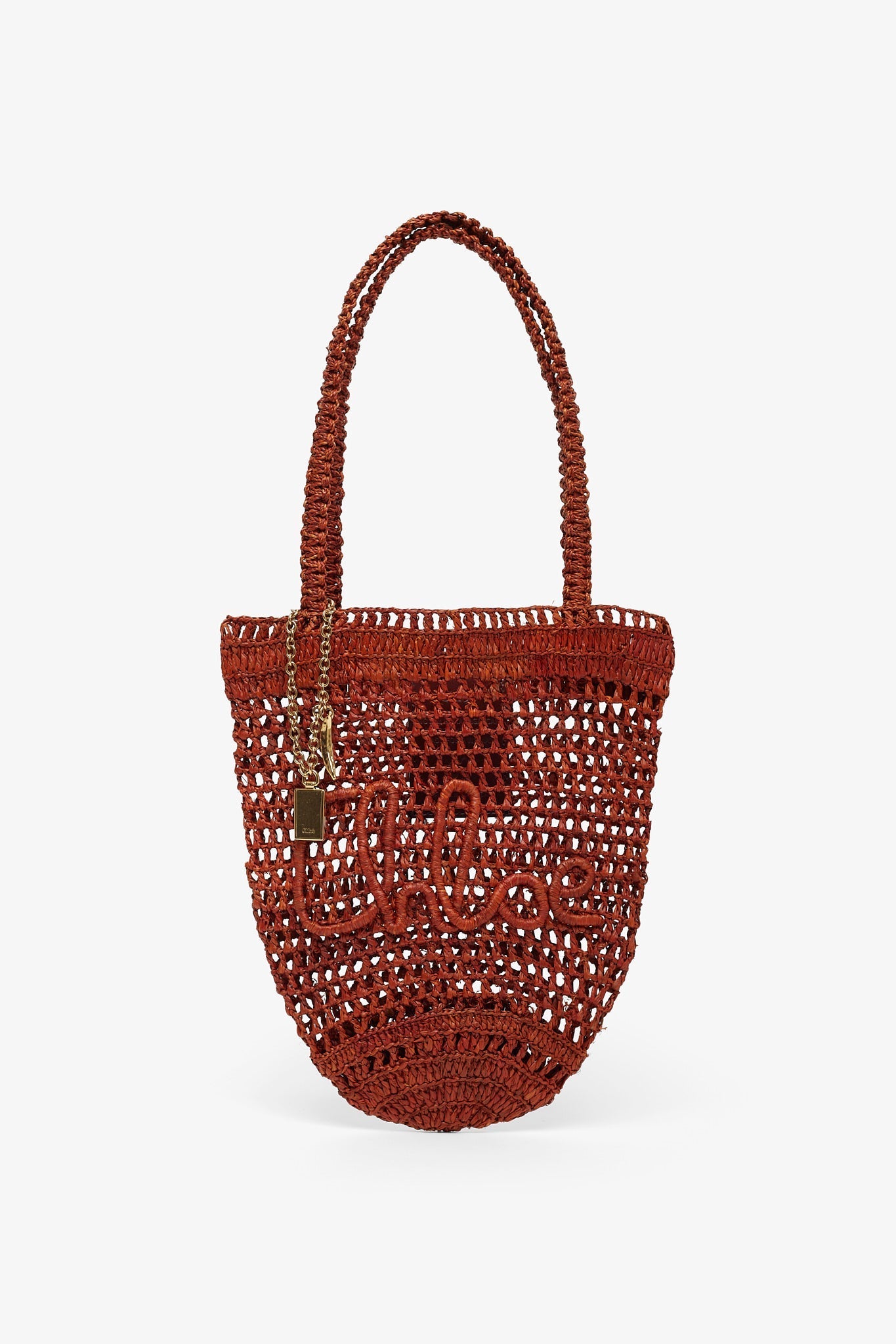 Small summer banana clay brown tote bag